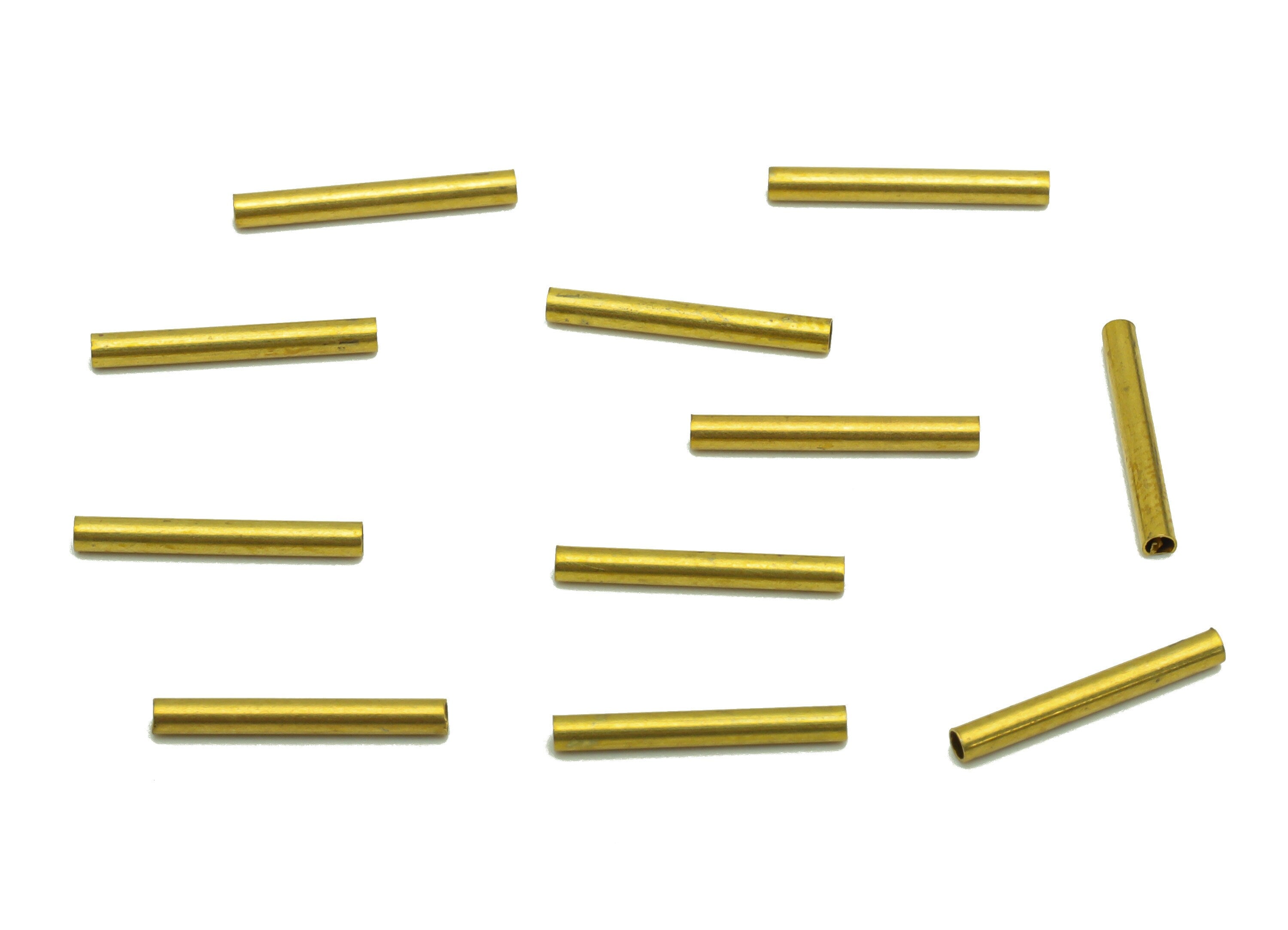 Round Brass Himmeli Tubes - Raw Brass Himmeli DIY Tube Beads - Circle Pipes for Geometric Shapes - For Air Plants -12x1.44 x 1.43mm- PP8620 - DOMEDBAZAAR