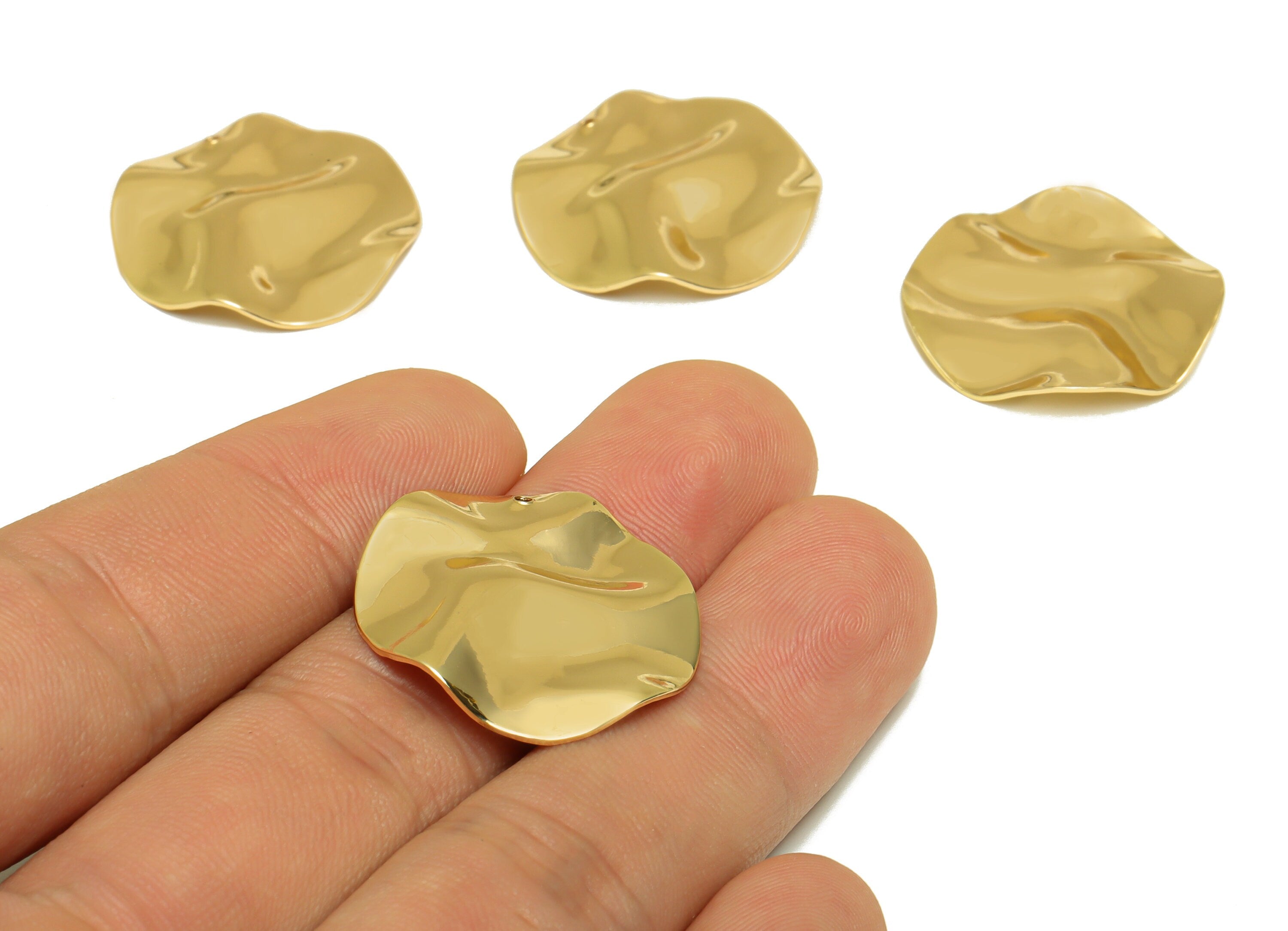 Brass Wavy Earring Charm - Round Earring Charm - Brass Geometry Pendant -18K Real Gold Plated - 25.15x25.24x0.8mm - RGP6722 - DOMEDBAZAAR