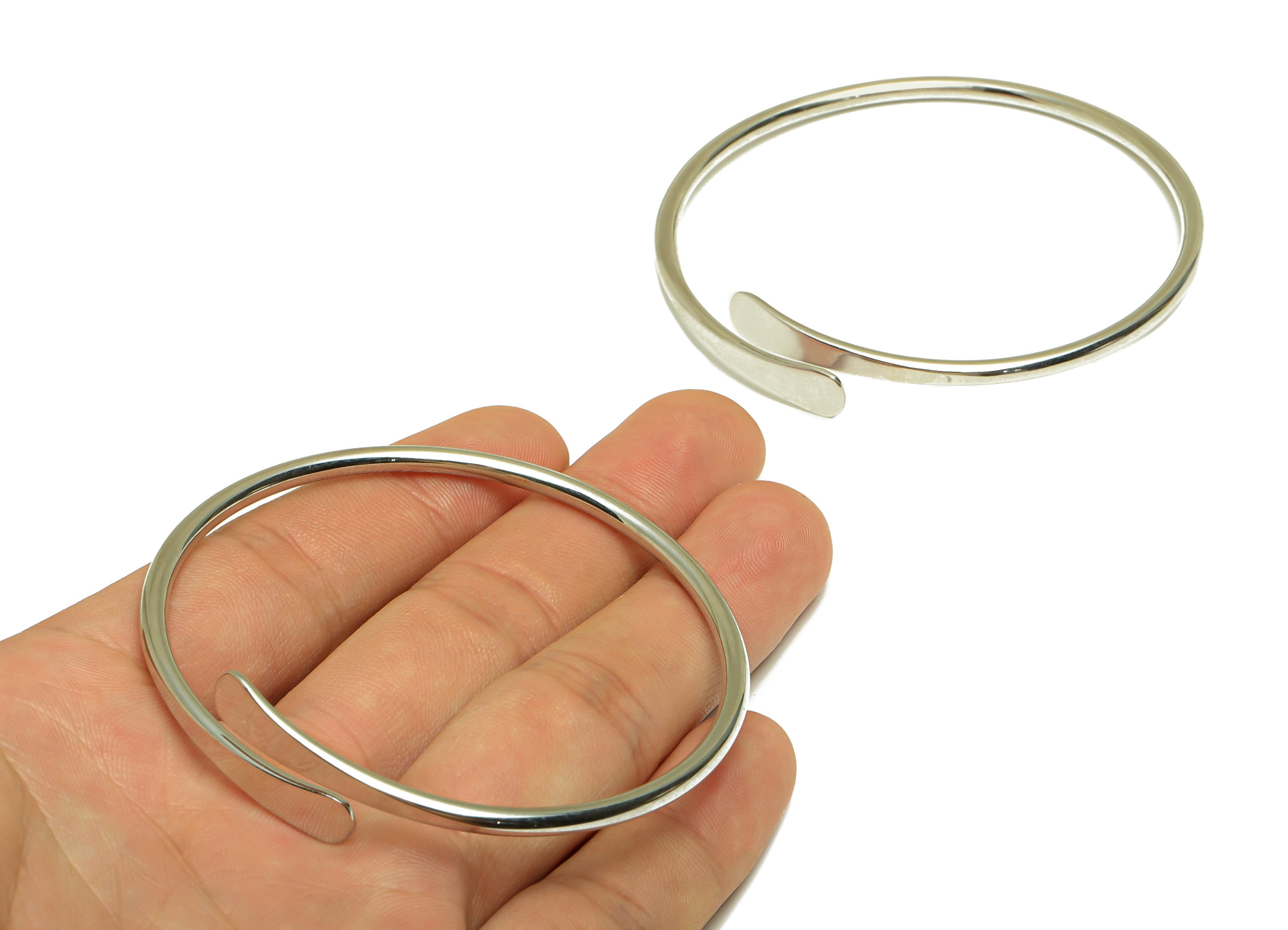 Brass Hammered Bracelet - Brass Adjustable Bracelet - Brass Wire Bangle - Jewelry Supplies - Normal Silver - 64.45x12.5x3.05mm - PP3491S - DOMEDBAZAAR