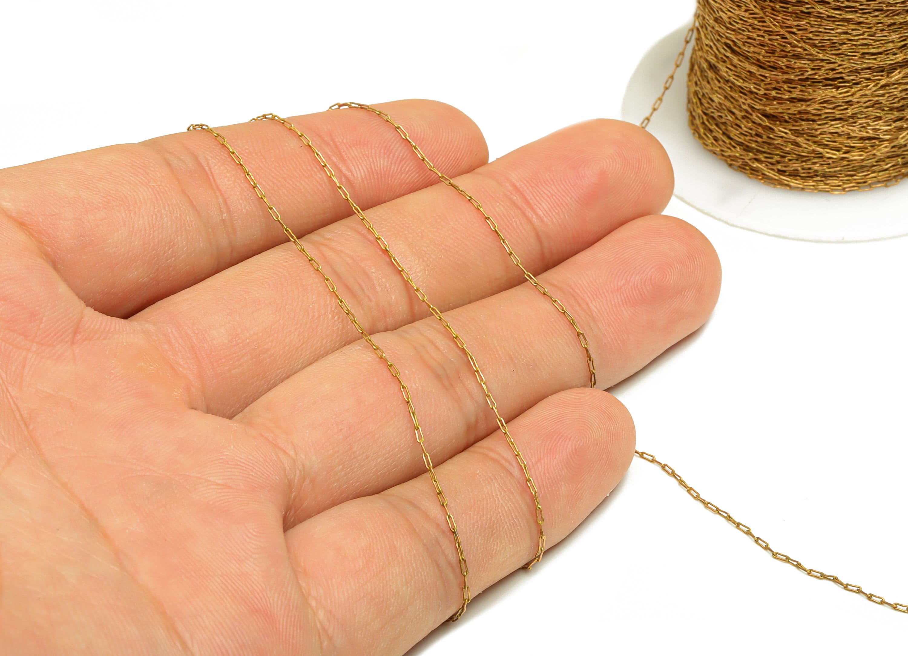 Tiny Cable Chain - Copper Color Brass Chain - Brass Mini Cable Chain - Soldered Chain - 2.4 x 0.8x 0.13mm -  CC1137 - DOMEDBAZAAR