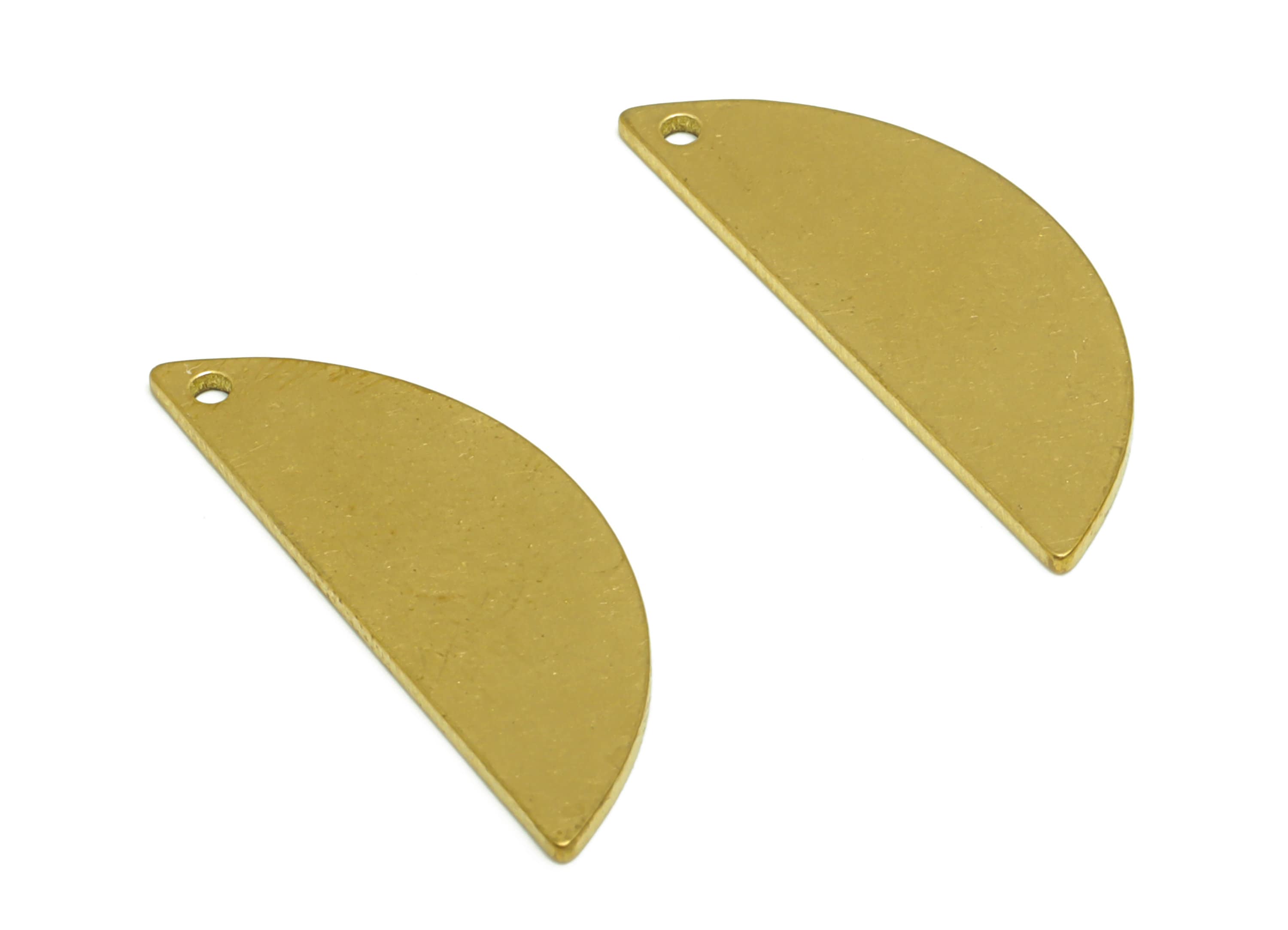 Brass Semi Circle Earring Charm - Raw Brass Half Moon Charm - Brass Half Round Blank - Jewlery Supplies - 27.96 x 10.03 x 1mm - PP8624 - DOMEDBAZAAR