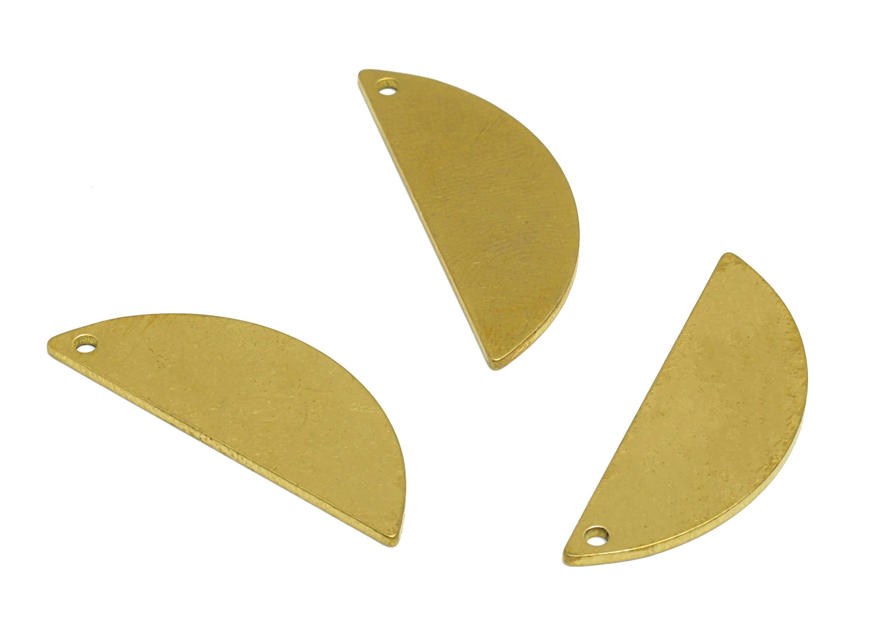 Brass Semi Circle Earring Charm - Raw Brass Half Moon Charm - Brass Half Round Blank - Jewlery Supplies - 27.96 x 10.03 x 1mm - PP8624 - DOMEDBAZAAR