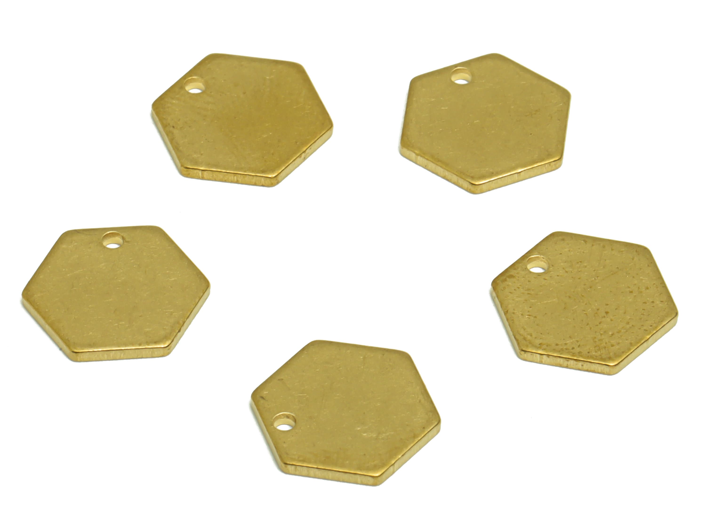 Brass Hexagon Earring Charm - Raw Brass Geometry Charm - Brass Geometry Blank - Personalized stamping blank - 10.12 x 11.5 x 0.95mm - PP8625 - DOMEDBAZAAR