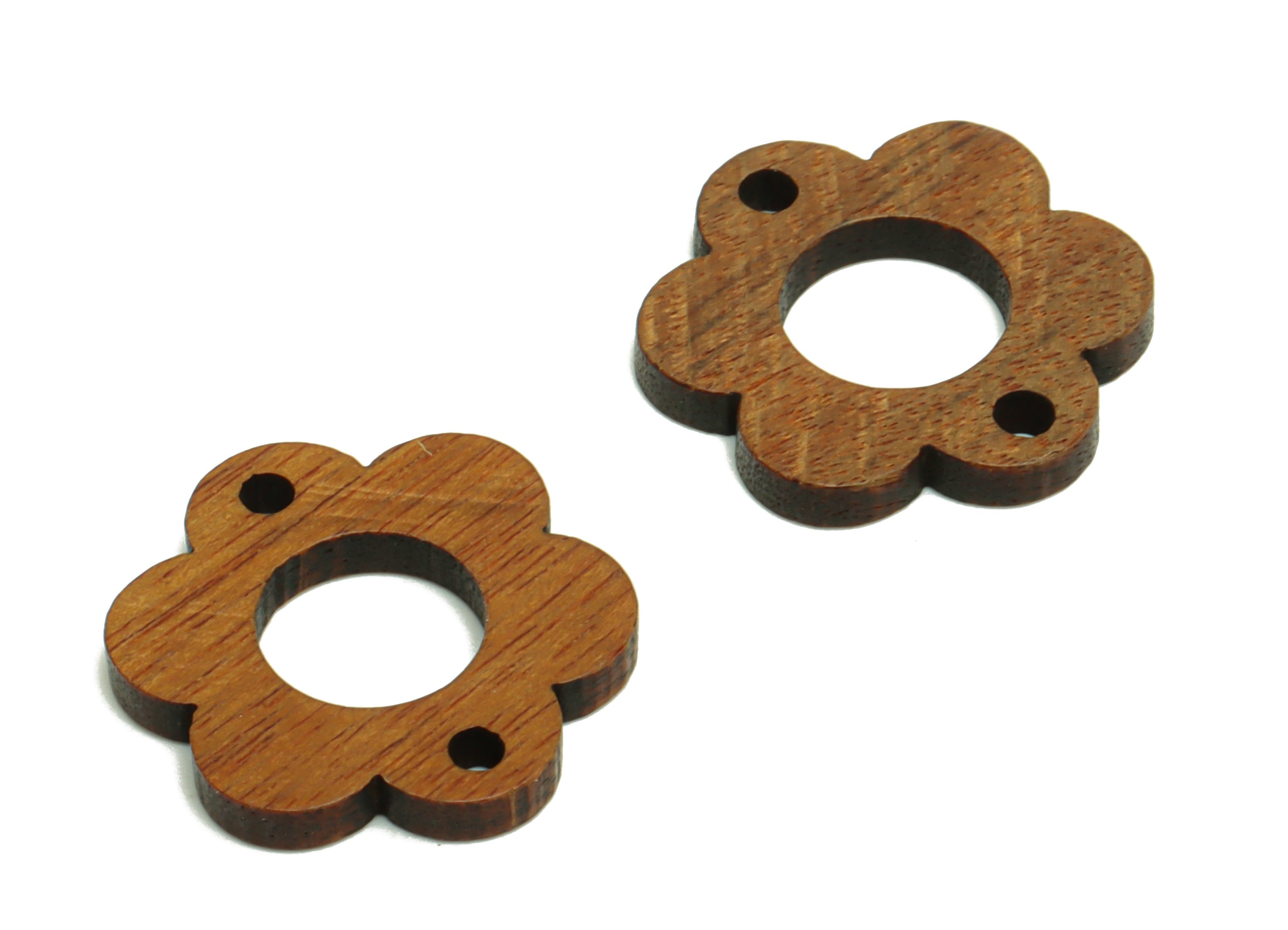 Mahogany Wood Flower Connector - Coffee Color Flower Earring - Wood Flower Connector - For Necklace - 17.59x16.21x2.3mm - BB1303 - DOMEDBAZAAR