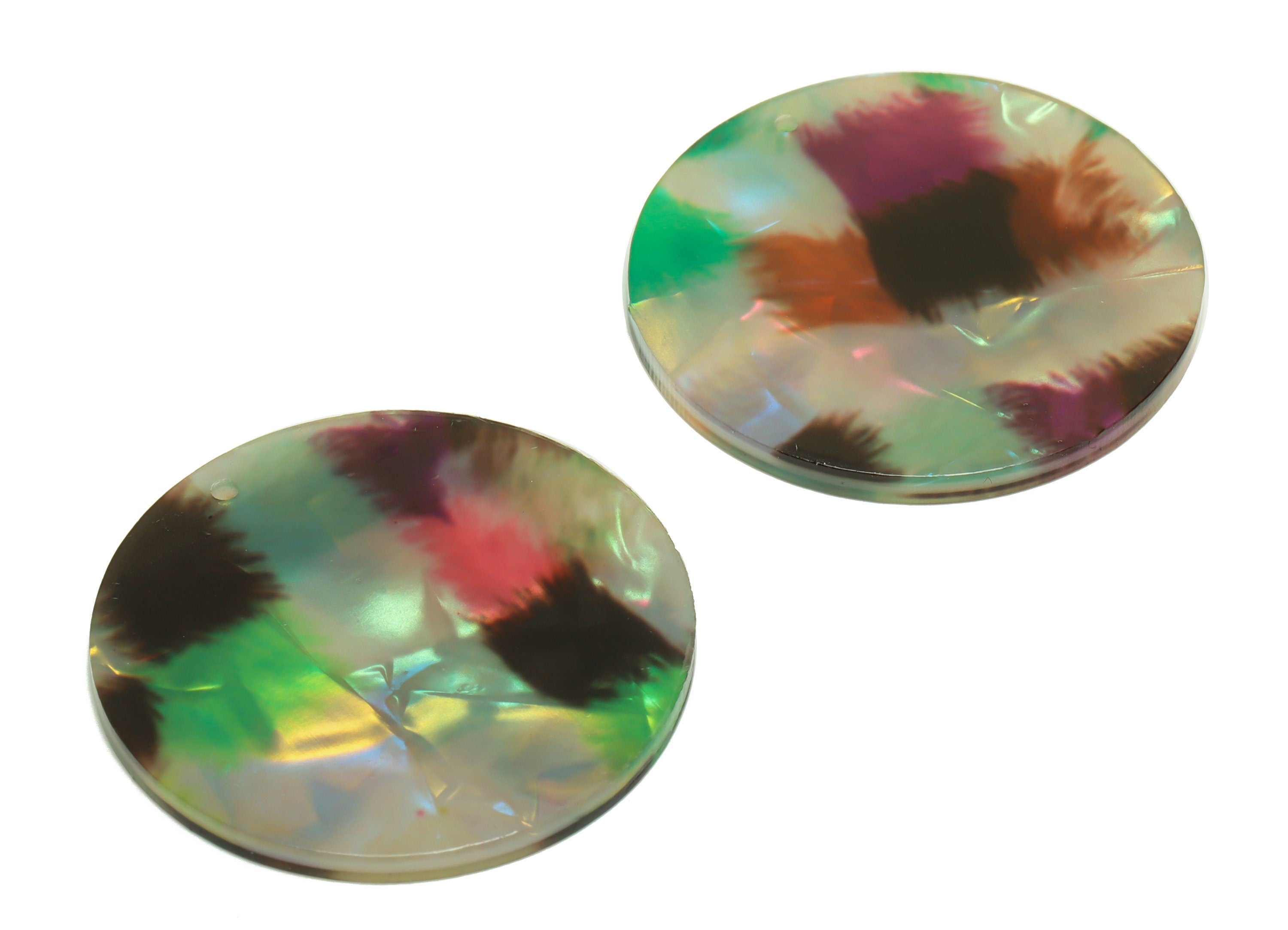 Acrylic Round Charms - Circle Earrings and Pendant - Geometry Earring Findings - Jewelry Supplies - Color Code:A934- 35x35x3mm -AC2621-A934 - DOMEDBAZAAR