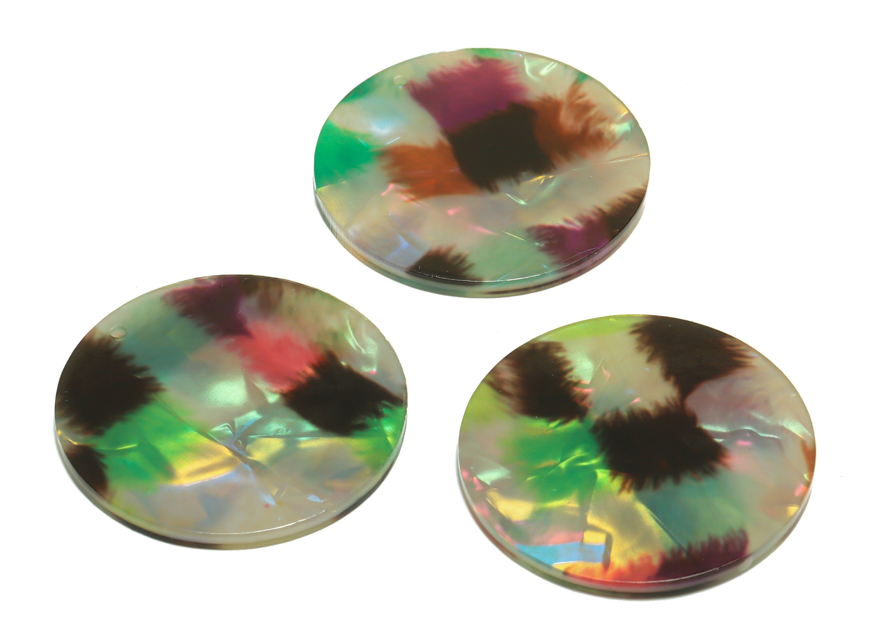 Acrylic Round Charms - Circle Earrings and Pendant - Geometry Earring Findings - Jewelry Supplies - Color Code:A934- 35x35x3mm -AC2621-A934 - DOMEDBAZAAR