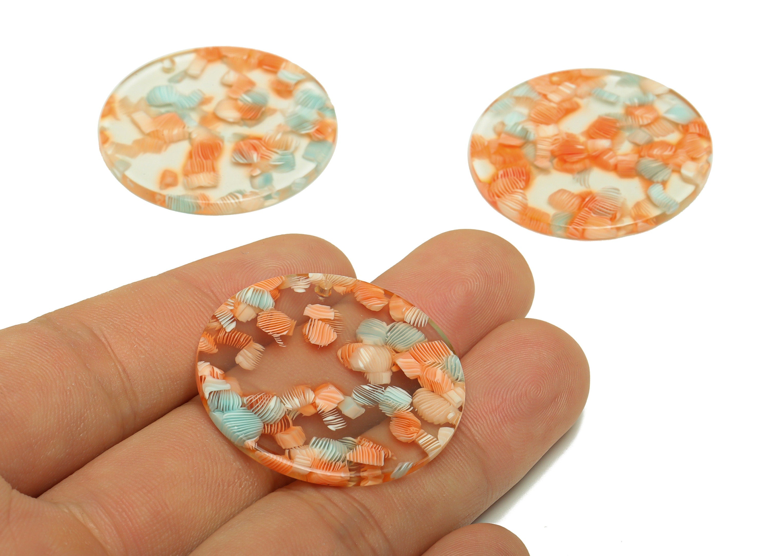 Acetate Round Charms - Circle Earrings and Pendant - Transparent Earring Findings - Jewelry Supplies - Color Code:A976 - 35x35x3mm -AC2621 - DOMEDBAZAAR