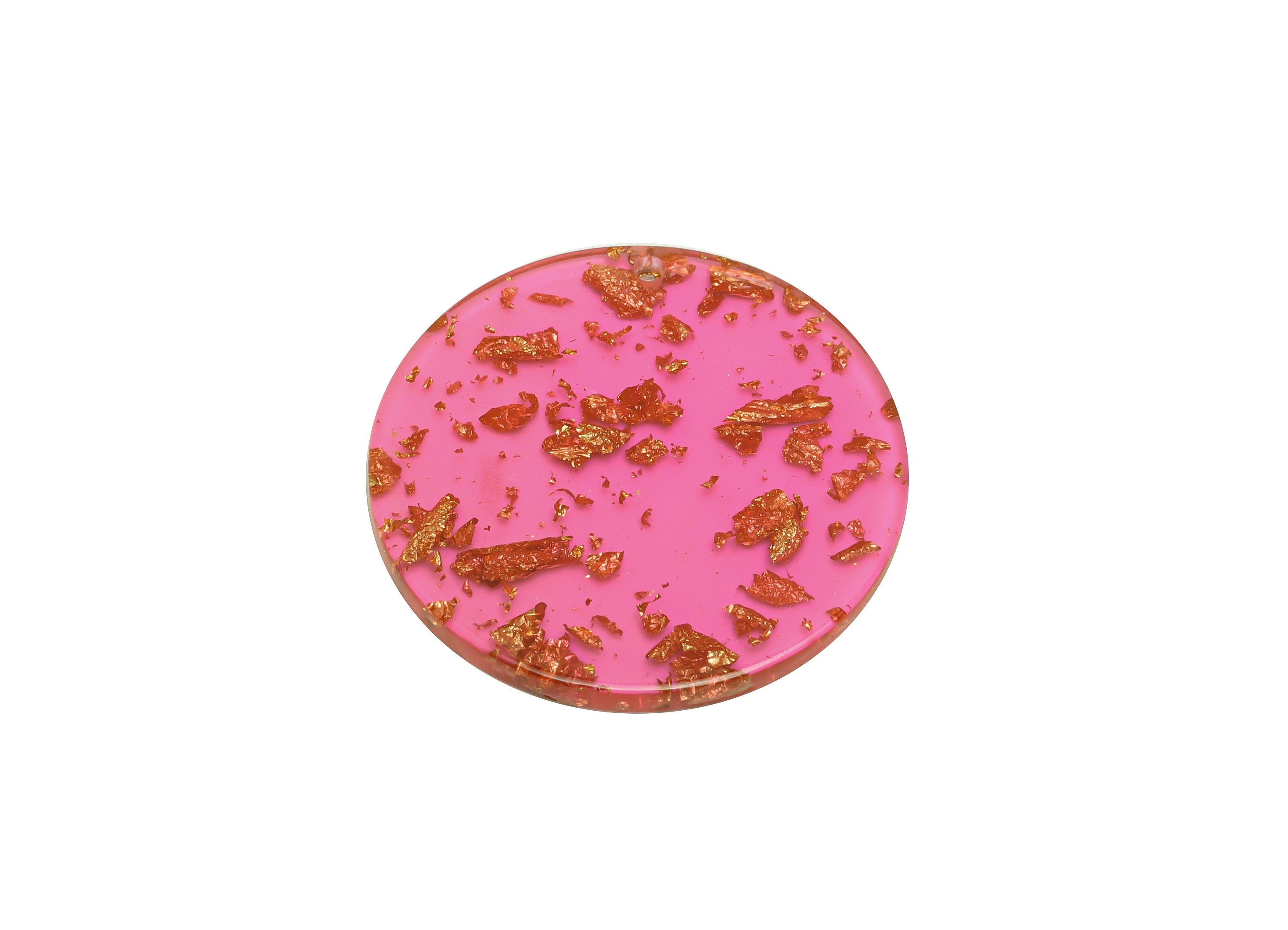 Acrylic Round Charms - Circle Earrings and Pendant - Red Gold Foil & Confetti - Jewelry Supplies - Color Code:A444- 35x35x3mm -AC2621-A444 - DOMEDBAZAAR