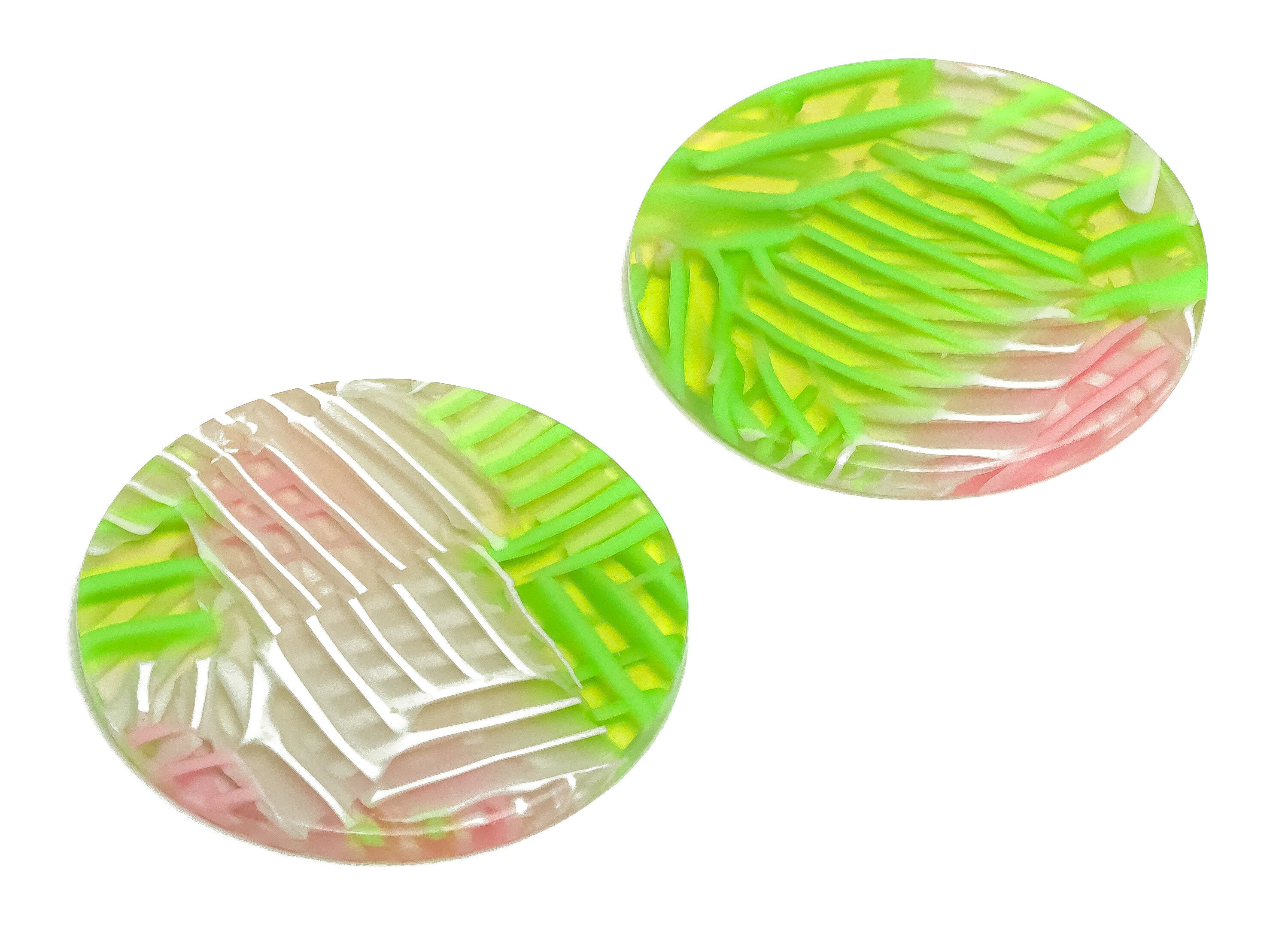 Acetate Summer Charms - Circle Earrings and Pendant - Rainbow Earring Findings - Jewelry Supplies - Color Code:A342 - 35x35x3mm -AC2621 - DOMEDBAZAAR