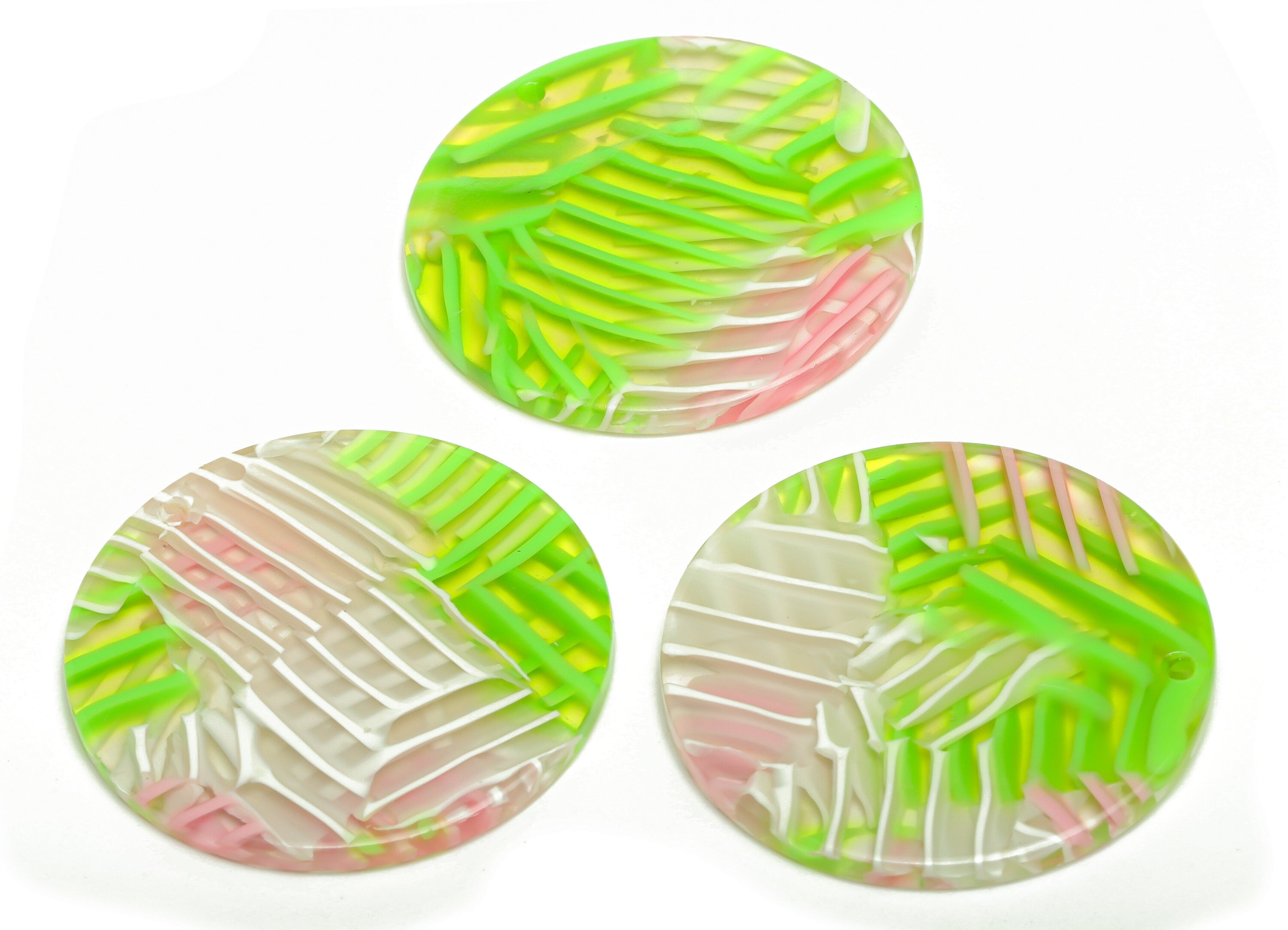 Acetate Summer Charms - Circle Earrings and Pendant - Rainbow Earring Findings - Jewelry Supplies - Color Code:A342 - 35x35x3mm -AC2621 - DOMEDBAZAAR