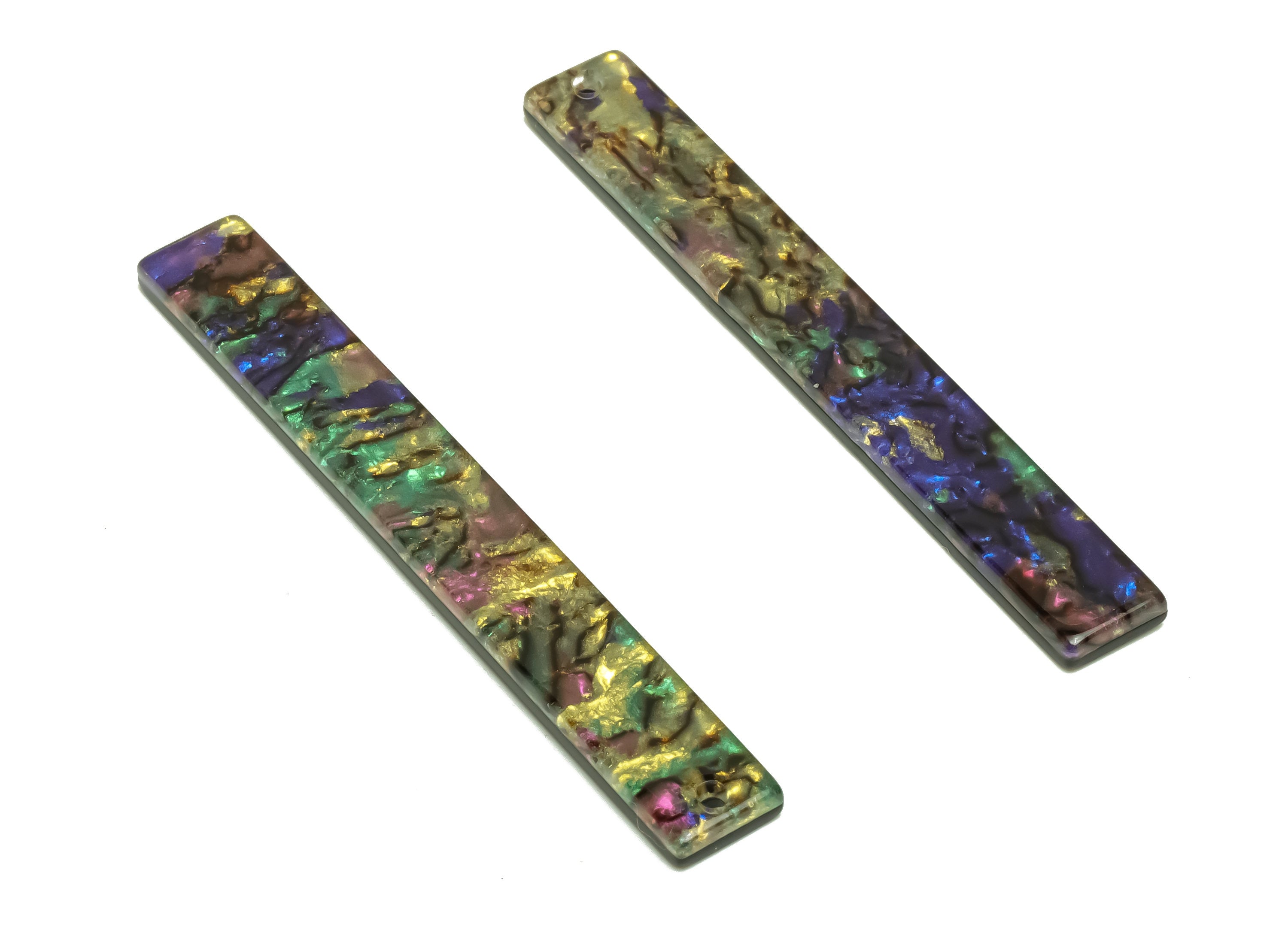 Acrylic Stick Charms - Bar Earrings and Pendant - Abalone Looking Charm - Jewelry Supplies - Color Code: A652 - 59x7.8x2.56mm - AC2622-A652 - DOMEDBAZAAR