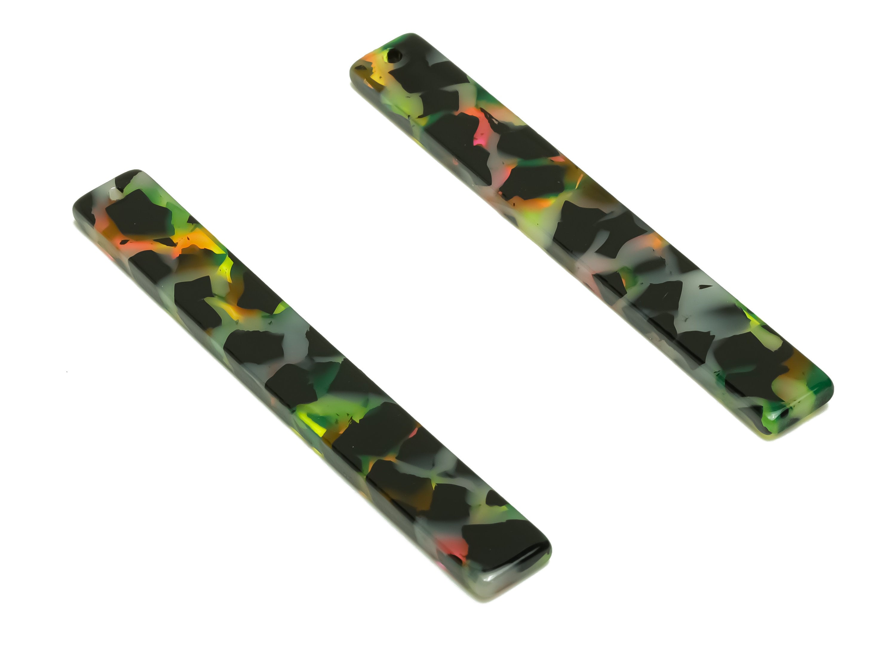 Acetate Stick Charms - Bar Earrings and Pendant - Tortoise Shell Charm - Jewelry Supplies - Color Code: A1008 - 59x7.8x2.56mm - AC2622-A1008 - DOMEDBAZAAR