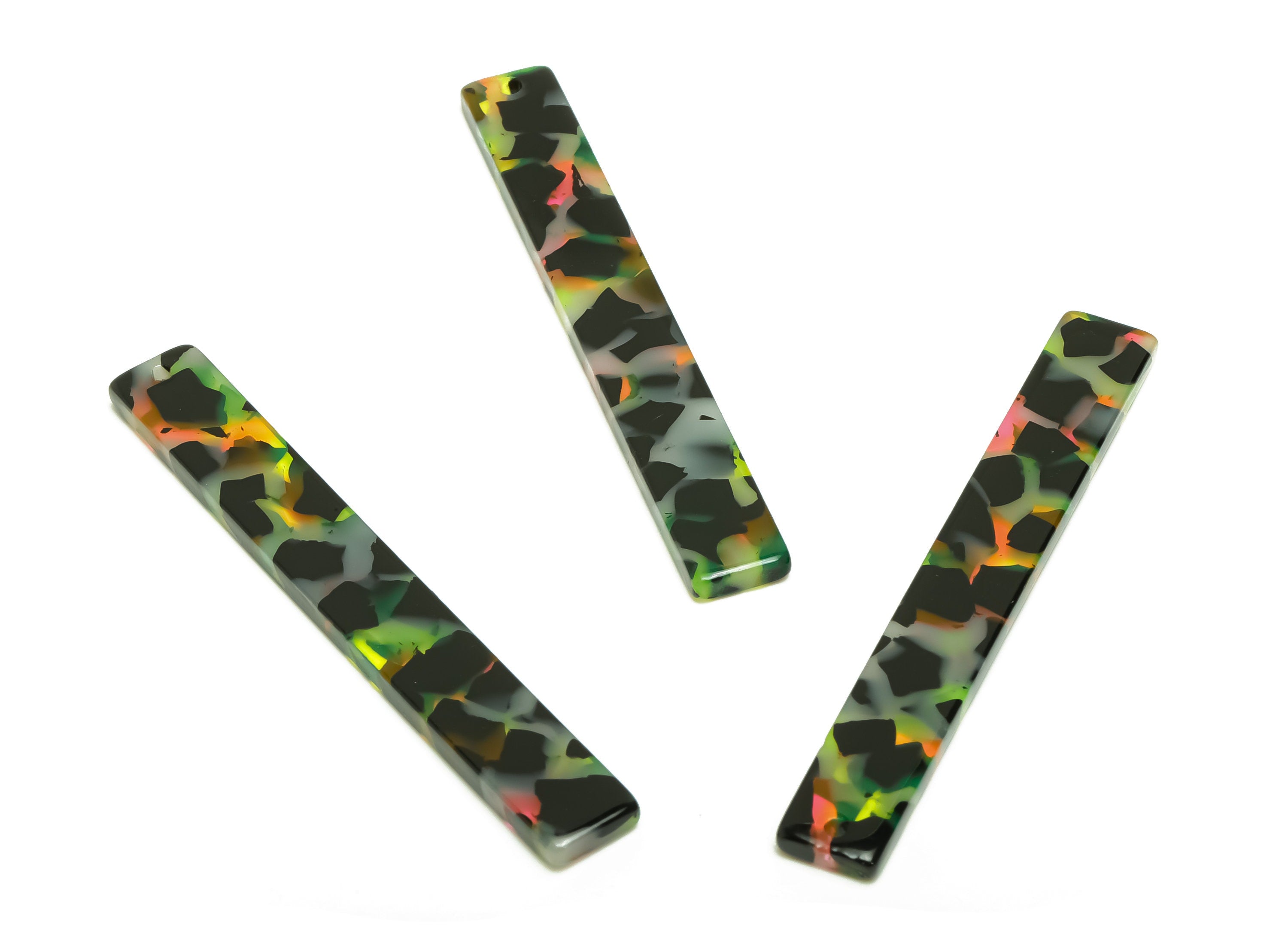 Acetate Stick Charms - Bar Earrings and Pendant - Tortoise Shell Charm - Jewelry Supplies - Color Code: A1008 - 59x7.8x2.56mm - AC2622-A1008 - DOMEDBAZAAR