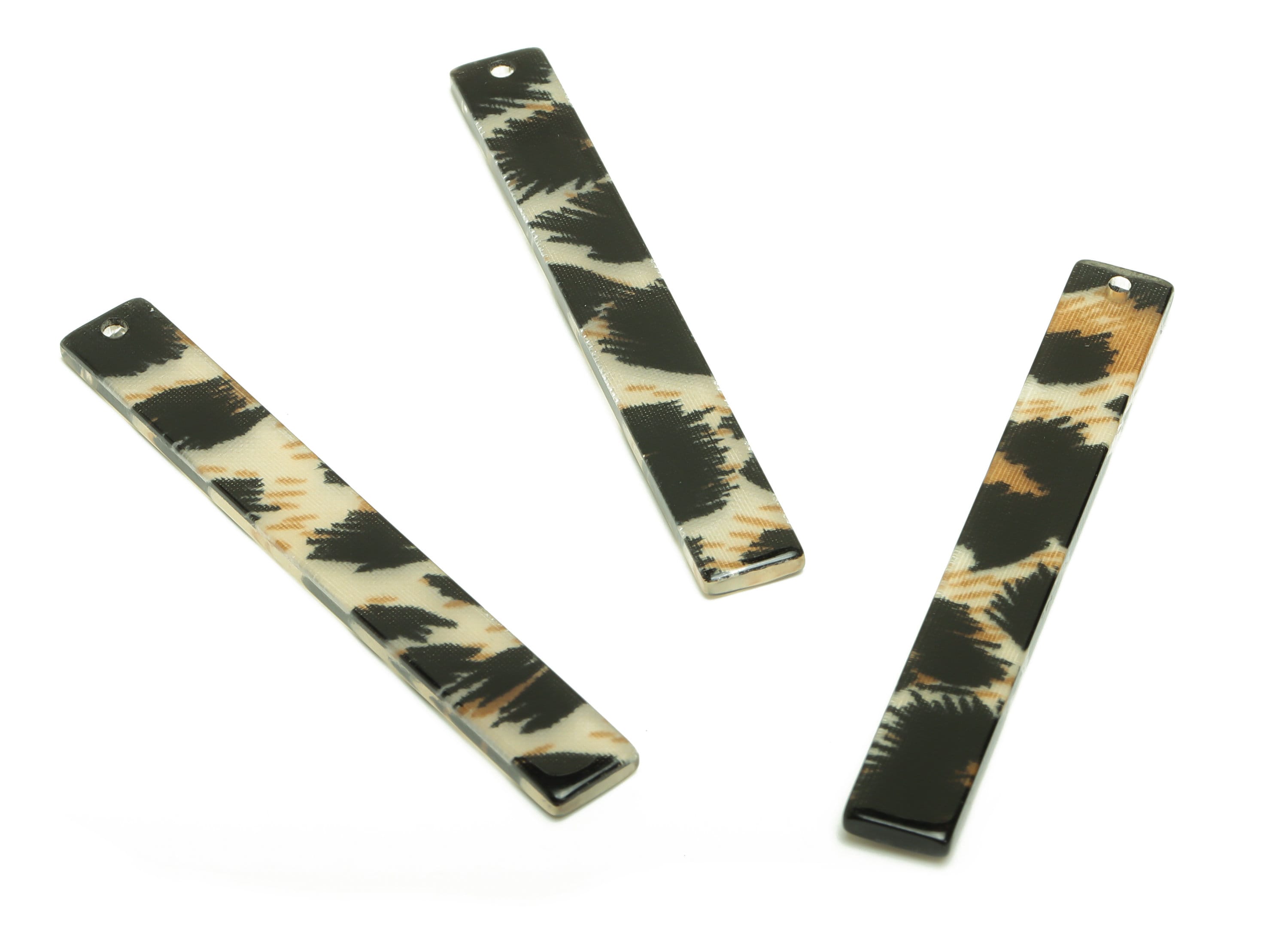 Acrylic Stick Charms - Bar Earrings and Pendant - Leopard Print Charm - Jewelry Supplies - Color Code: A266 - 59x7.8x2.56mm - AC2622-A266 - DOMEDBAZAAR