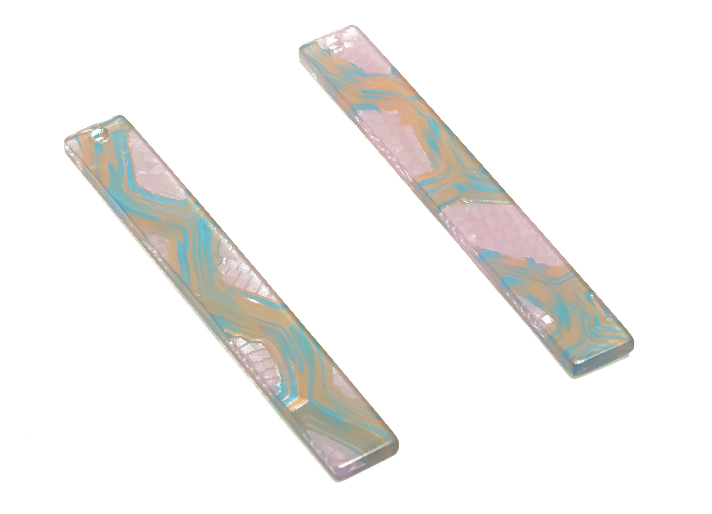 PVC Stick Charms - Bar Earrings and Pendant - Rainbow Charm - Jewelry Supplies - Color Code: A579 - 59x7.8x2.56mm - AC2622-A579 - DOMEDBAZAAR