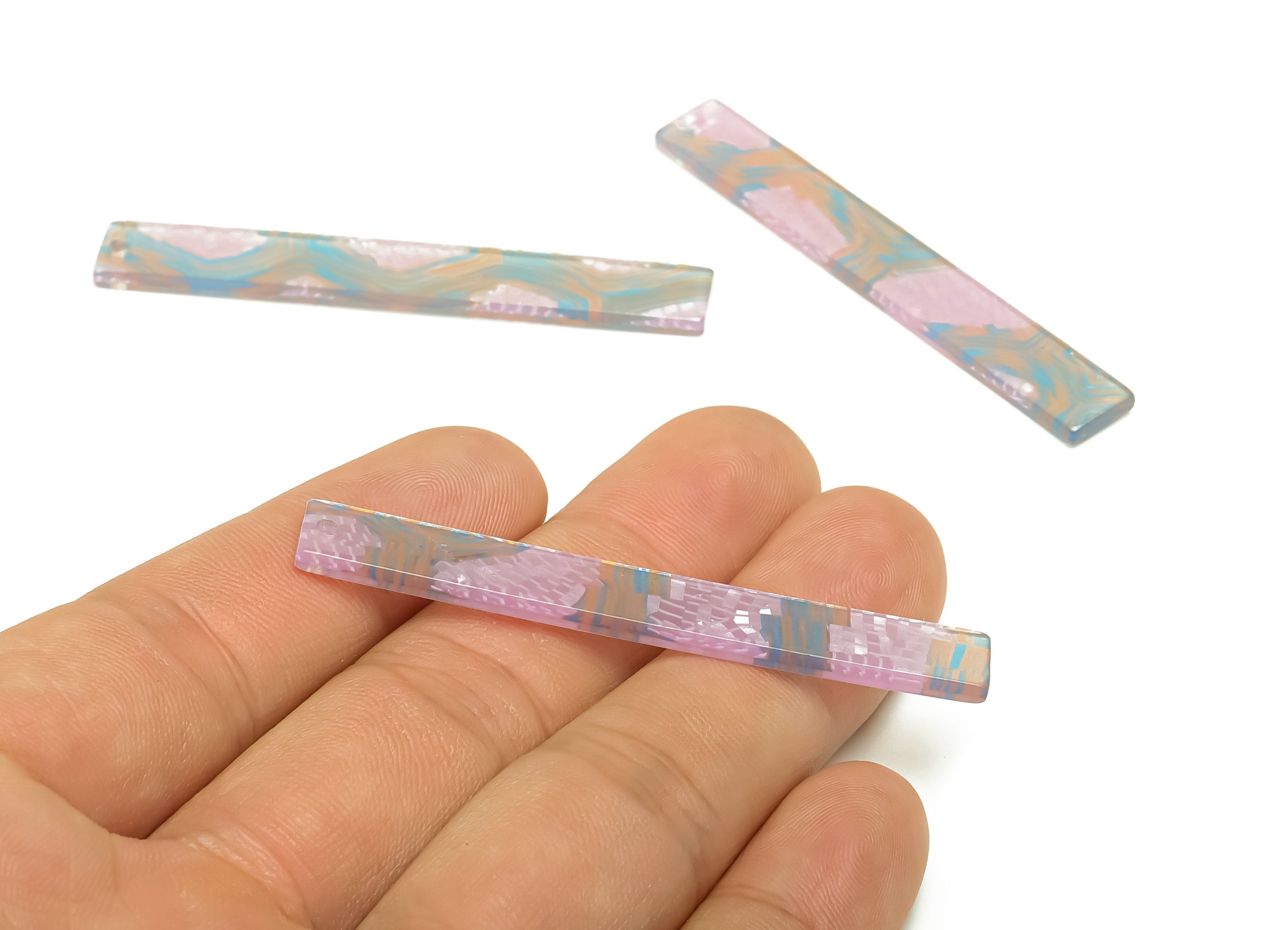 PVC Stick Charms - Bar Earrings and Pendant - Rainbow Charm - Jewelry Supplies - Color Code: A579 - 59x7.8x2.56mm - AC2622-A579 - DOMEDBAZAAR