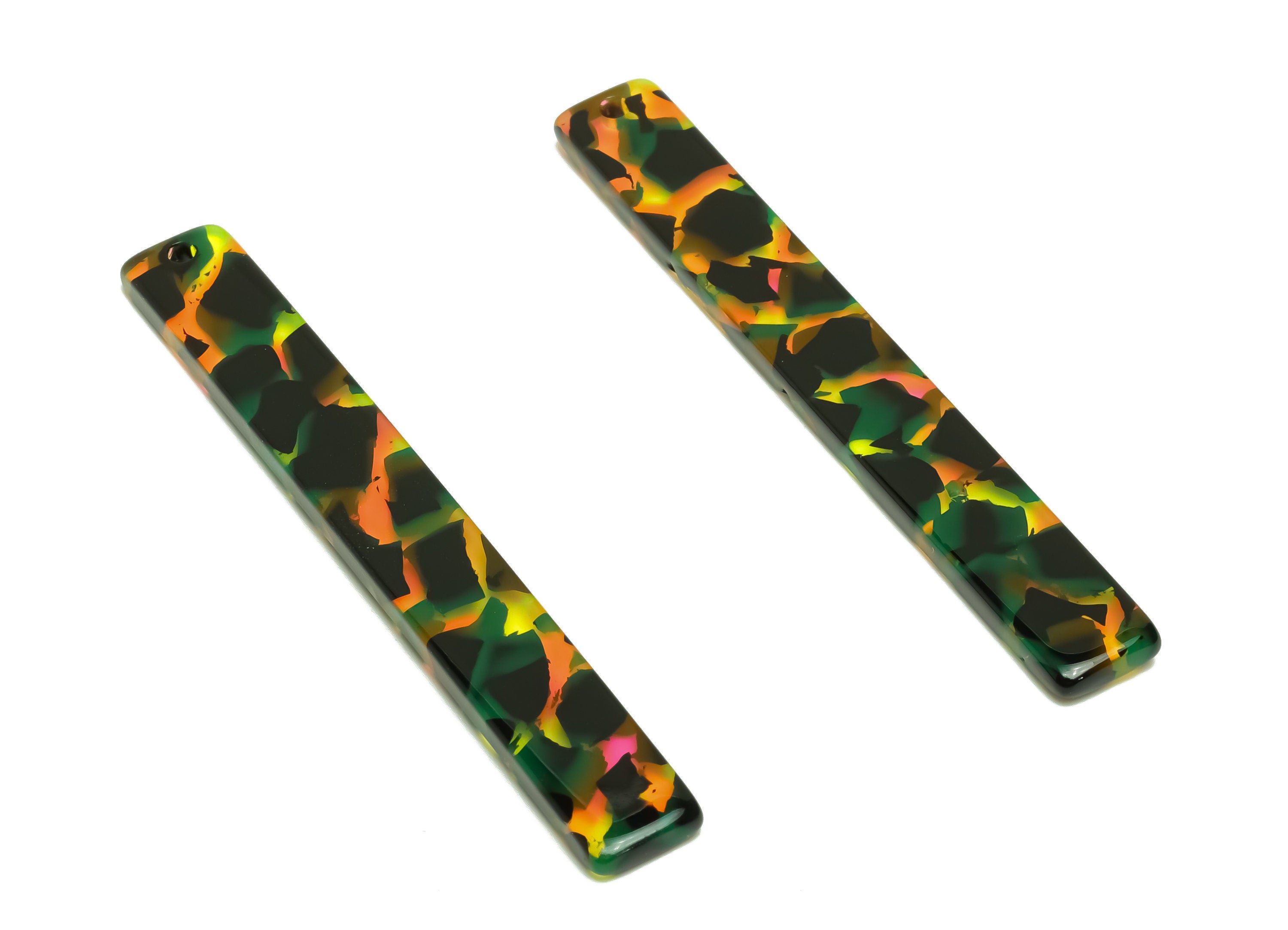 Acetate Stick Charms - Bar Earrings and Pendant - Rainbow Charm - Jewelry Supplies - Color Code: A1007 - 59x7.8x2.56mm - AC2622-A1007 - DOMEDBAZAAR