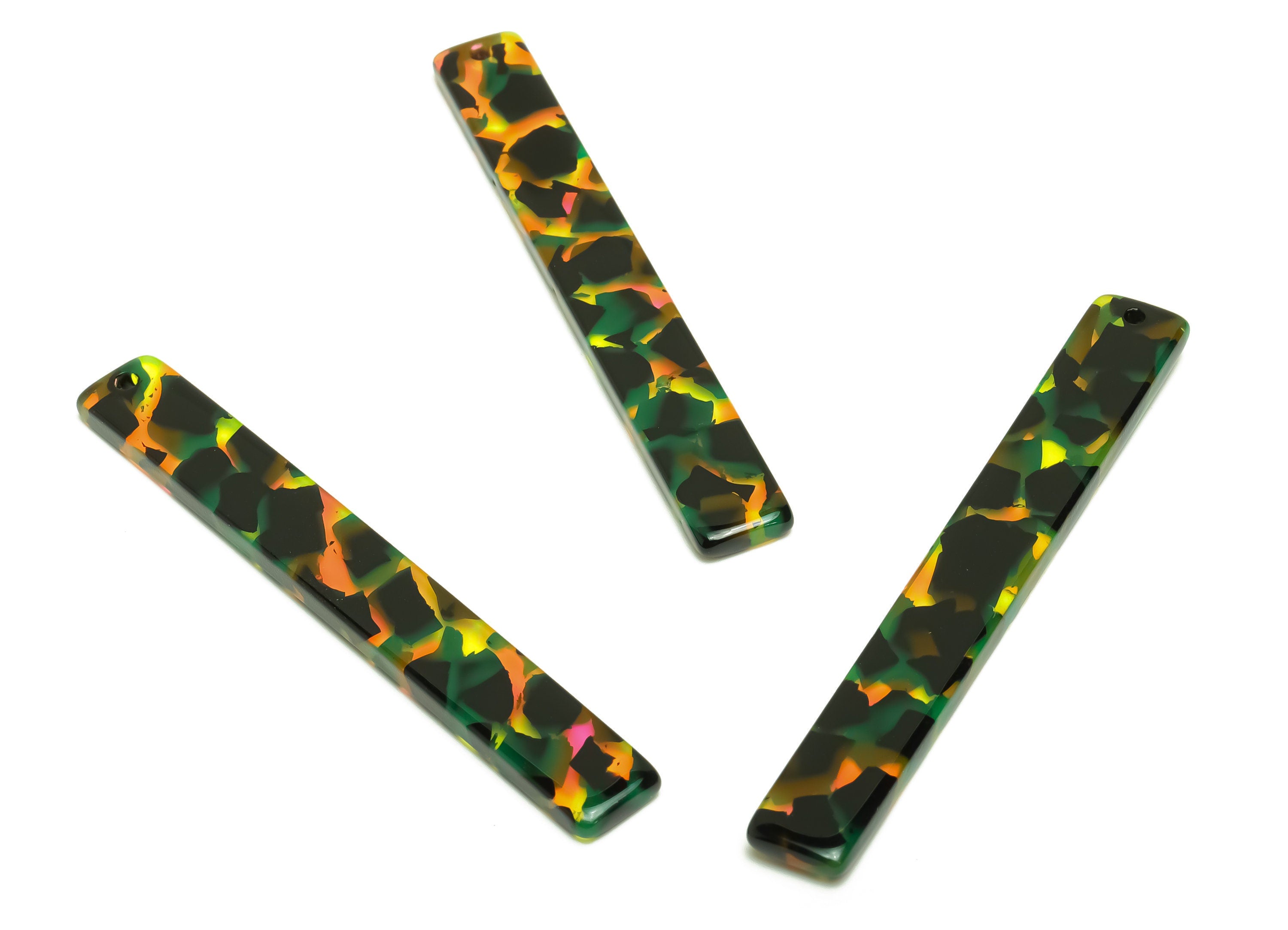 Acetate Stick Charms - Bar Earrings and Pendant - Rainbow Charm - Jewelry Supplies - Color Code: A1007 - 59x7.8x2.56mm - AC2622-A1007 - DOMEDBAZAAR