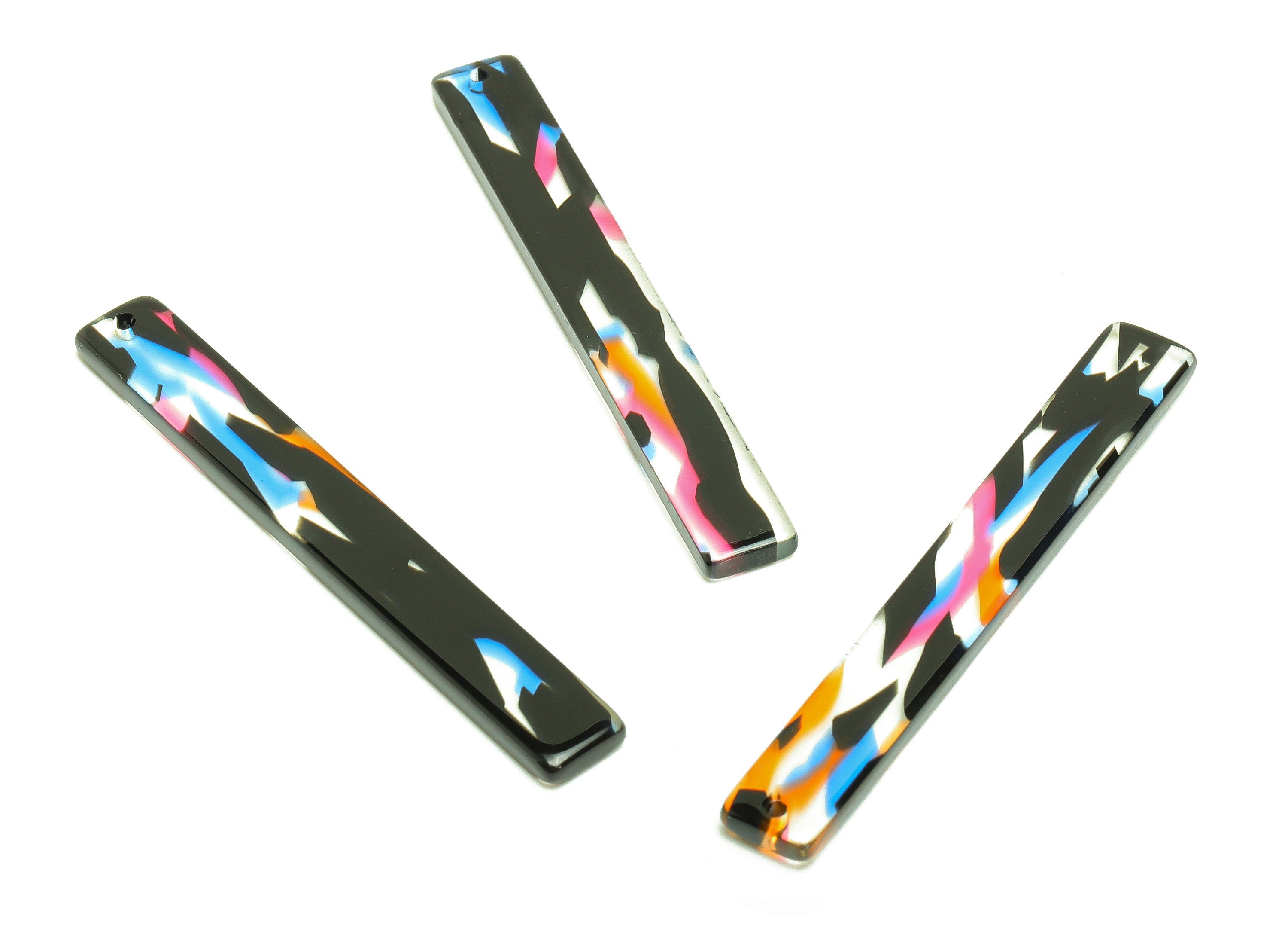 Acetate Stick Charms - Bar Earrings and Pendant - Rainbow Charm - Jewelry Supplies - Color Code: A565 - 59x7.8x2.56mm - AC2622-A565 - DOMEDBAZAAR
