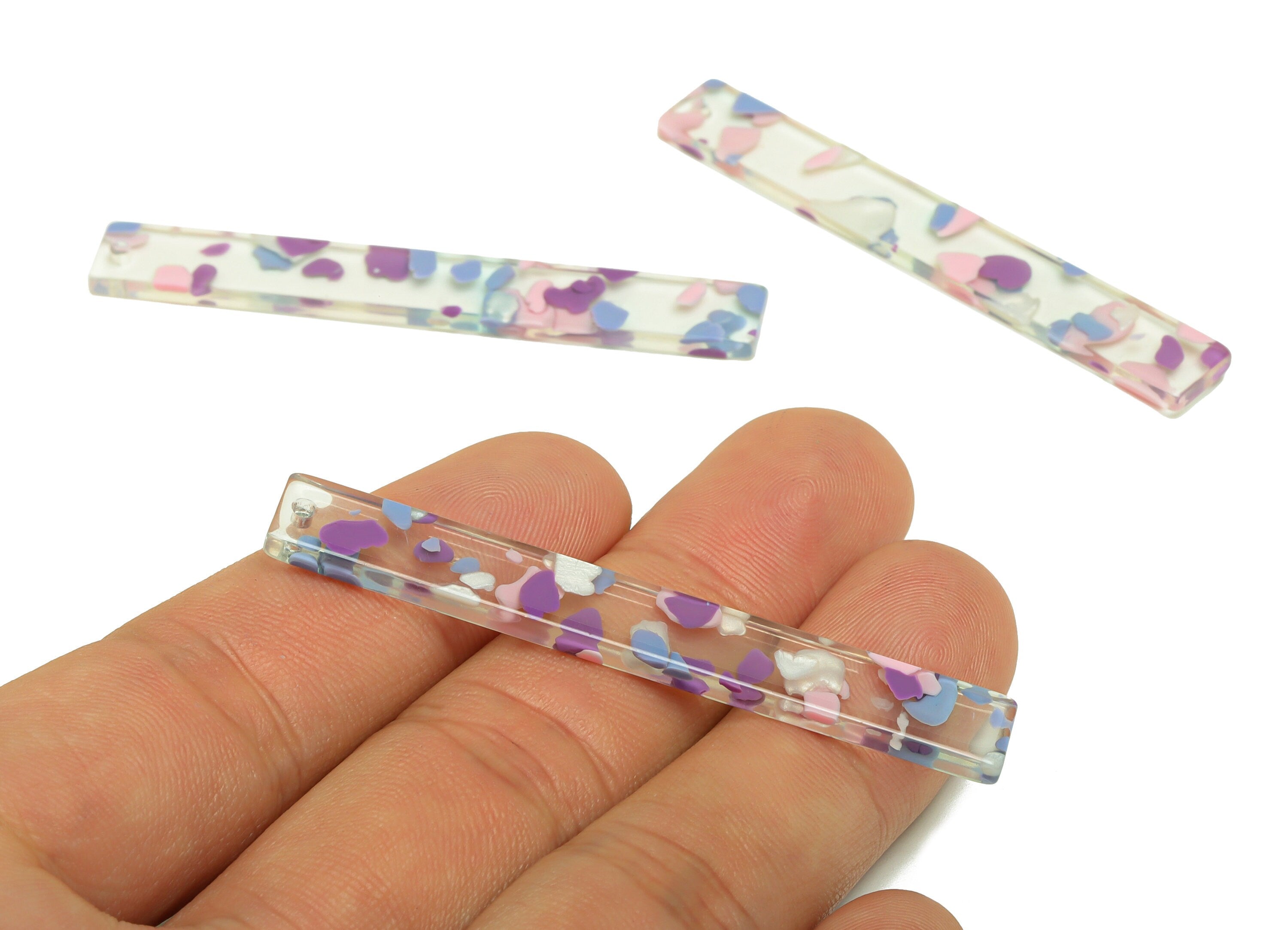 Acrylic Stick Charms - Bar Earrings and Pendant - Transparent Charm - Jewelry Supplies - Color Code: A1003 - 59x7.8x2.56mm - AC2622-A1003 - DOMEDBAZAAR