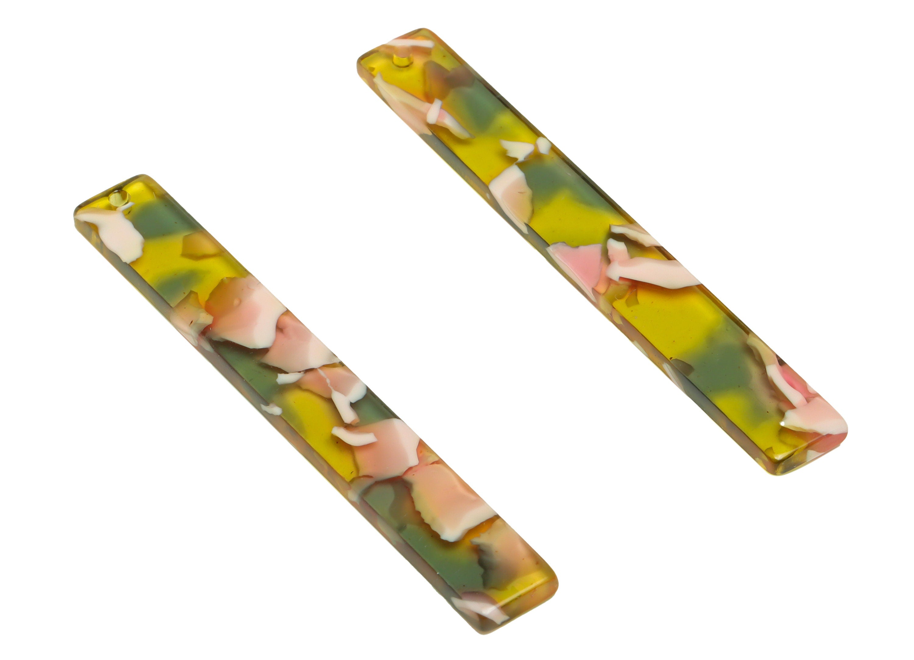 Acetate Stick Charms - Bar Earrings and Pendant - Rainbow Earring Charm - Jewelry Supplies - Color Code: A992 - 59x7.8x2.56mm - AC2622-A992 - DOMEDBAZAAR