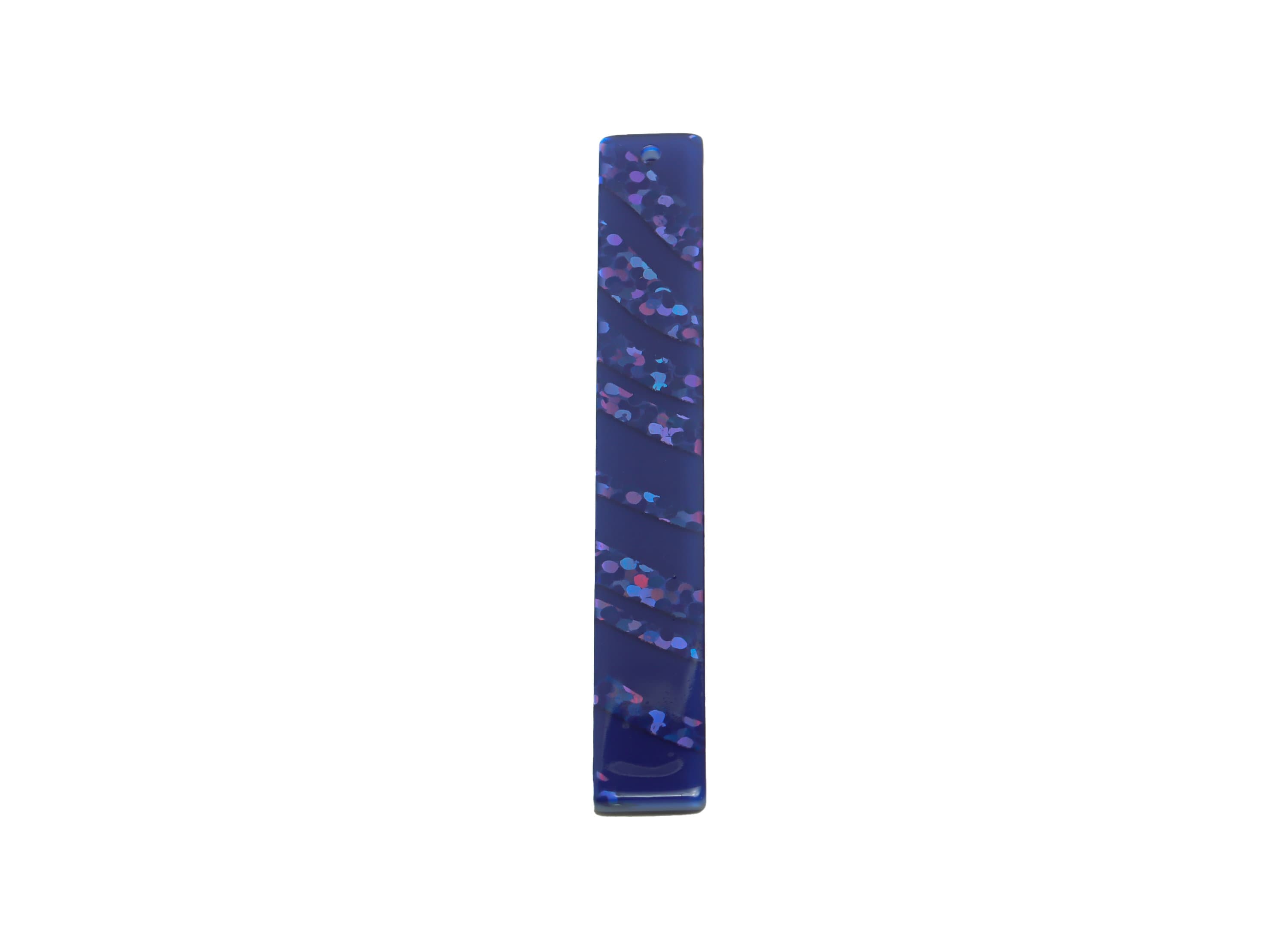 Acrylic Stick Charms - Bar Earrings and Pendant - Purple Sequins Earring Charm - Jewelry Supplies - Color Code: A994 - 59x7.8x2.5mm - AC2622 - DOMEDBAZAAR