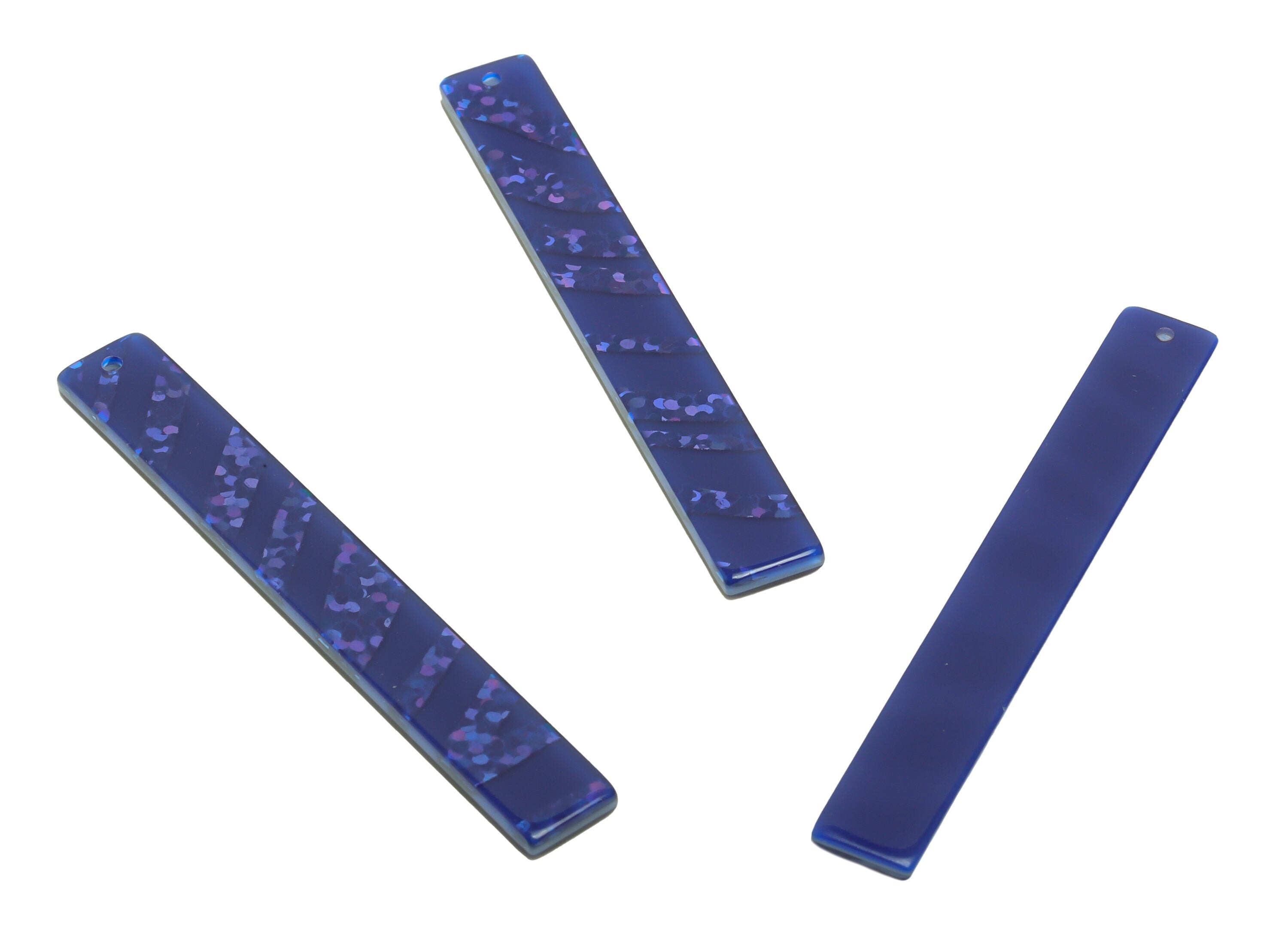 Acrylic Stick Charms - Bar Earrings and Pendant - Purple Sequins Earring Charm - Jewelry Supplies - Color Code: A994 - 59x7.8x2.5mm - AC2622 - DOMEDBAZAAR