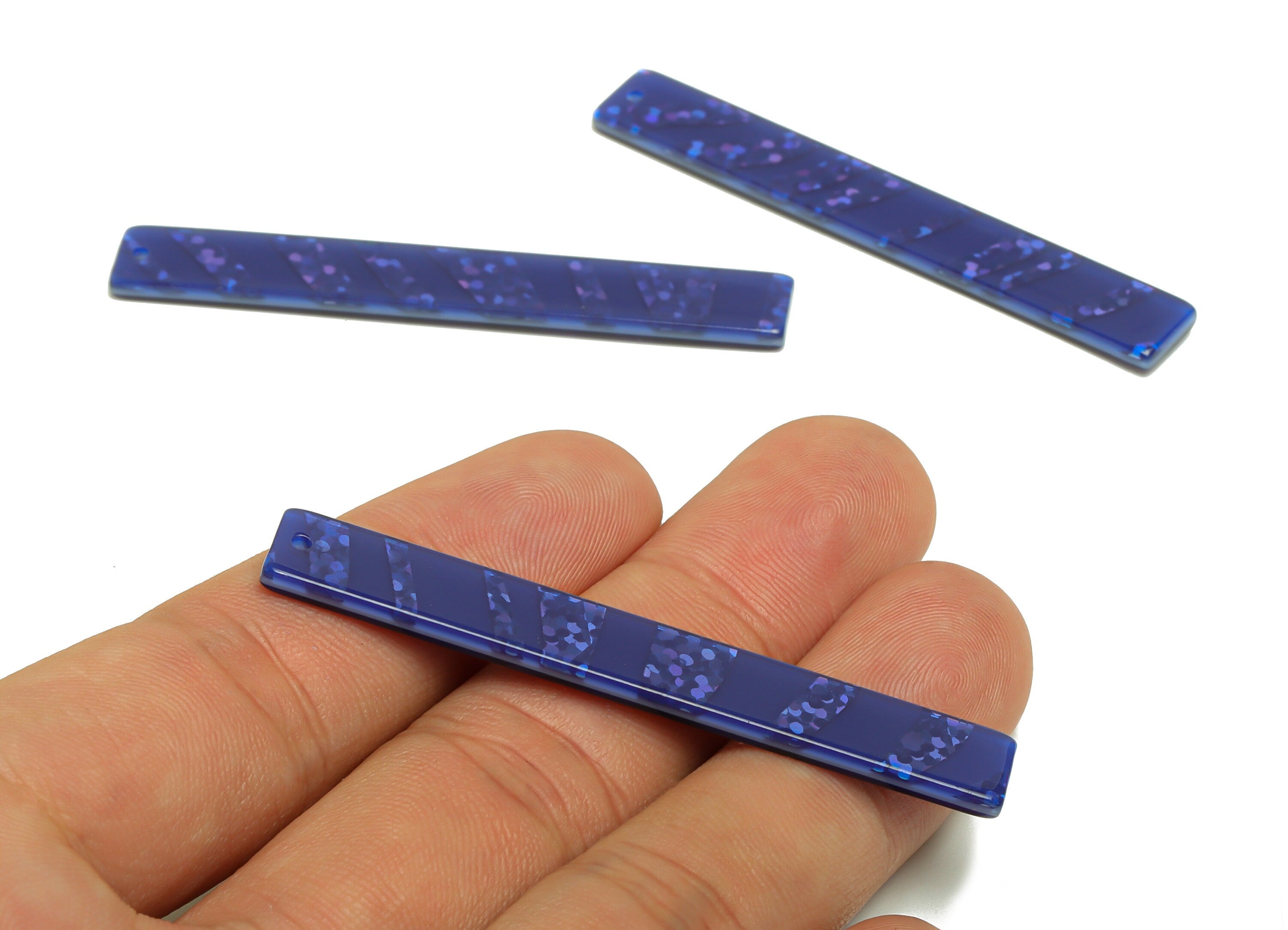 Acrylic Stick Charms - Bar Earrings and Pendant - Purple Sequins Earring Charm - Jewelry Supplies - Color Code: A994 - 59x7.8x2.5mm - AC2622 - DOMEDBAZAAR