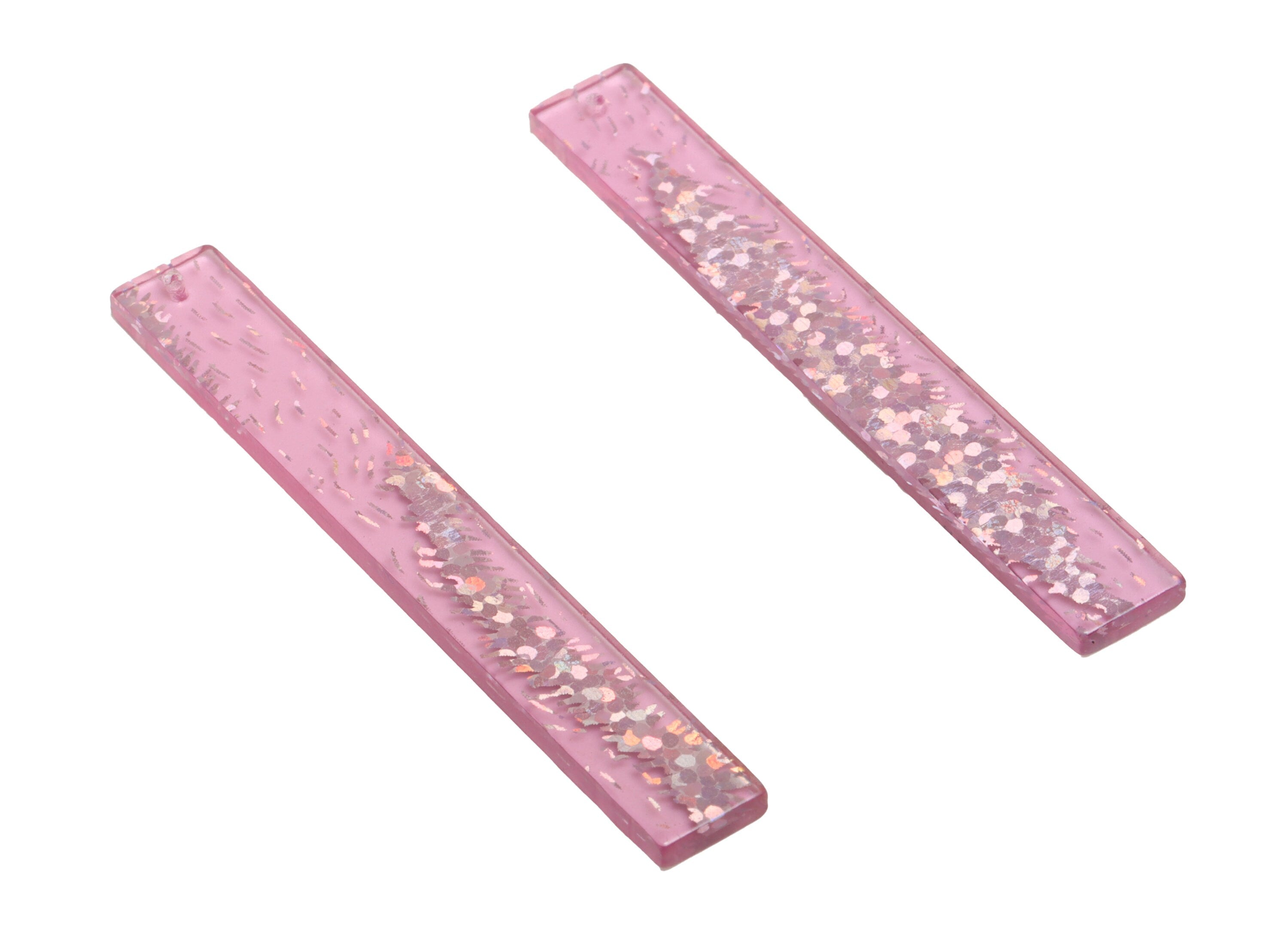 Acrylic Stick Charms - Bar Earrings and Pendant - transparent Sequins Charm - Jewelry Supplies - Color Code: A986 - 59x7.8x2.56mm - AC2622 - DOMEDBAZAAR