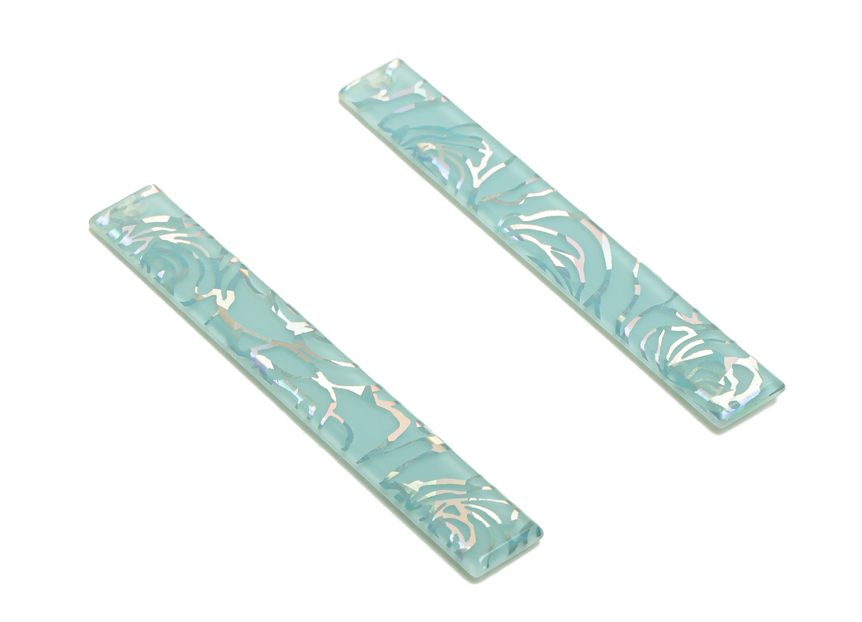 Acrylic Stick Charms - Bar Earrings and Pendant - Blue Rose Charm - Jewelry Supplies - Color Code: A555 - 59x7.8x2.56mm - AC2622-A555 - DOMEDBAZAAR