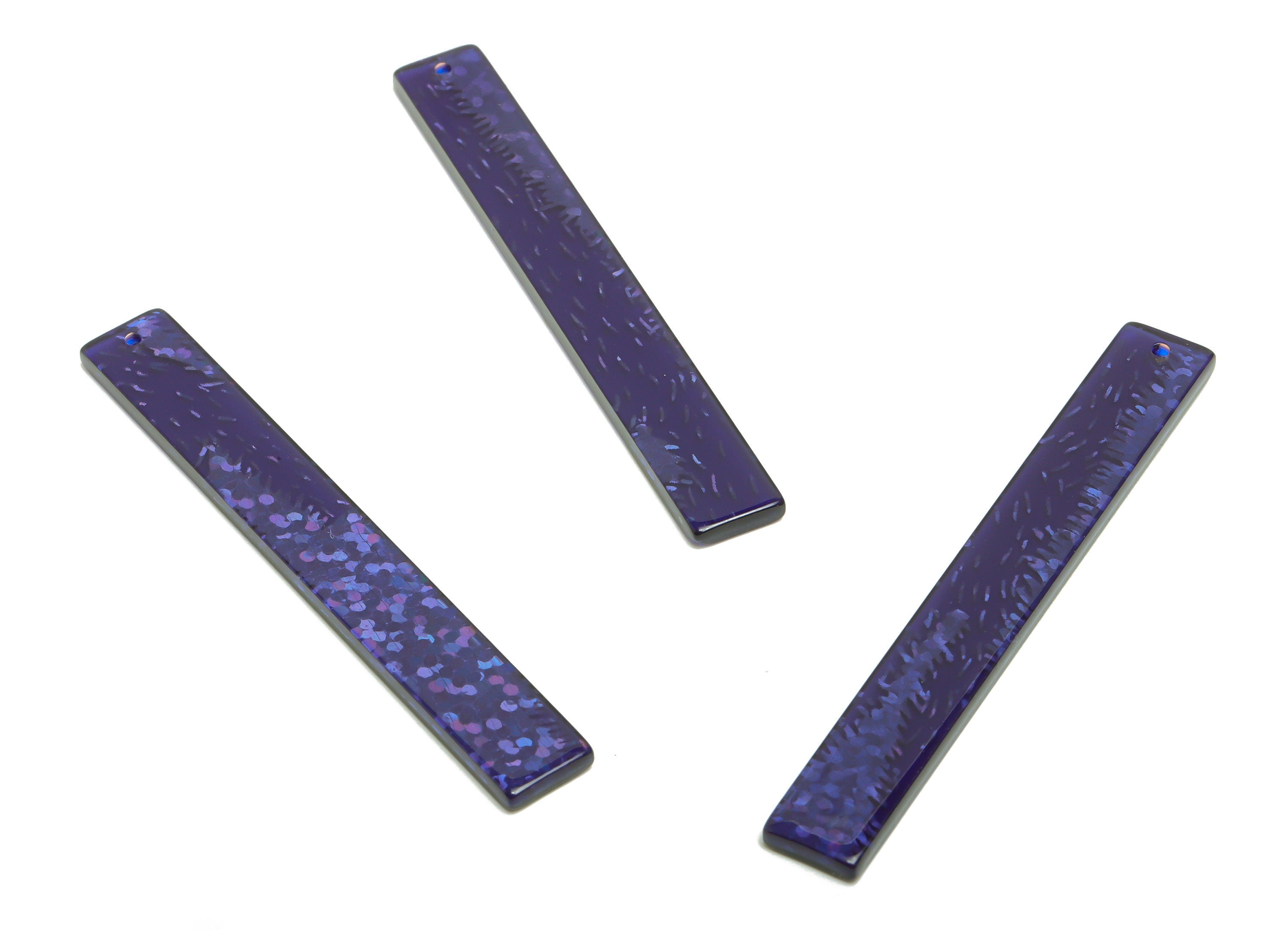 Acrylic Stick Charms - Bar Earrings and Pendant - Purple Sequins Earring Charm - Jewelry Supplies - Color Code: A1004 - 59x8x2.5mm - AC2622 - DOMEDBAZAAR