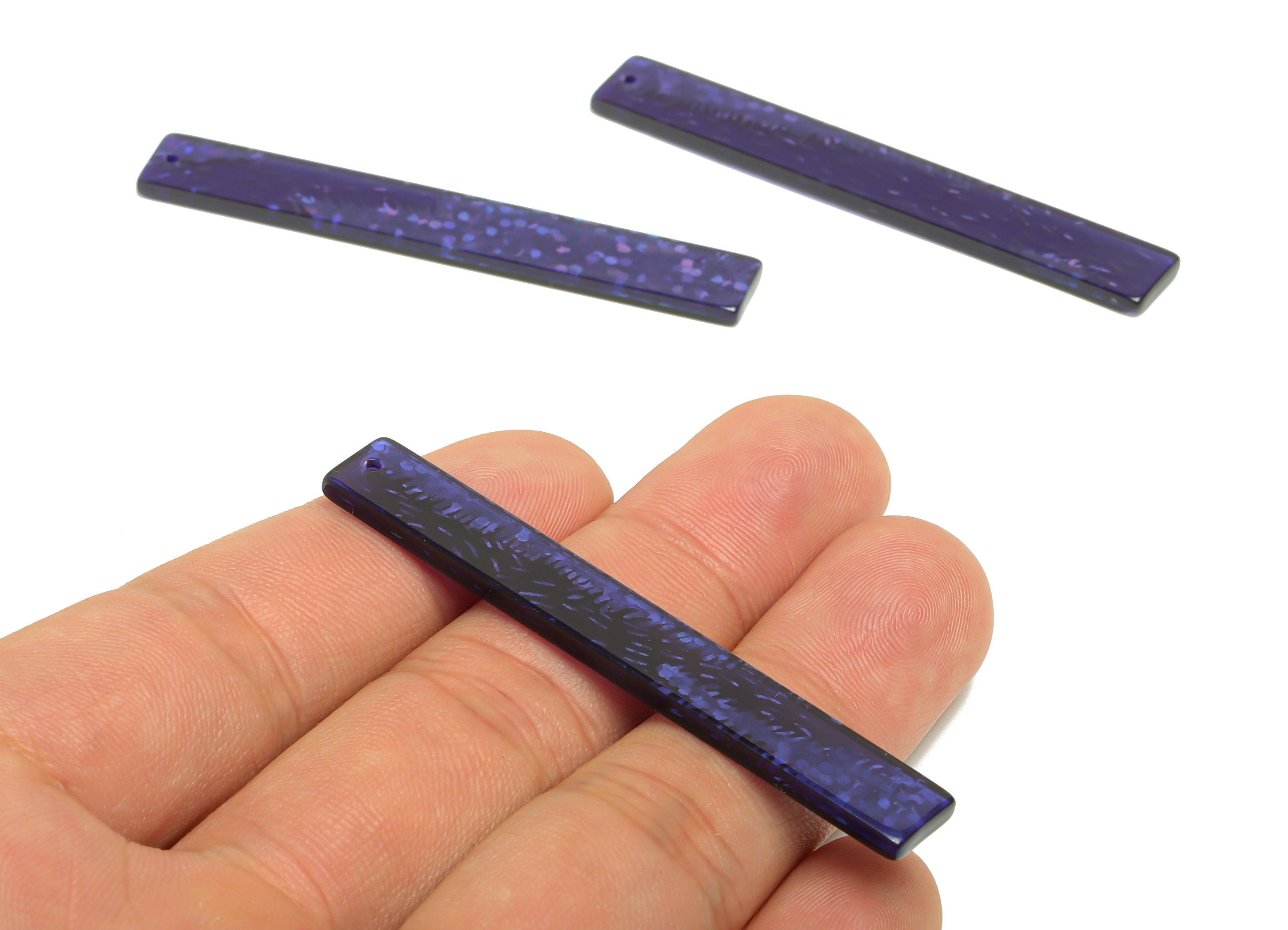Acrylic Stick Charms - Bar Earrings and Pendant - Purple Sequins Earring Charm - Jewelry Supplies - Color Code: A1004 - 59x8x2.5mm - AC2622 - DOMEDBAZAAR