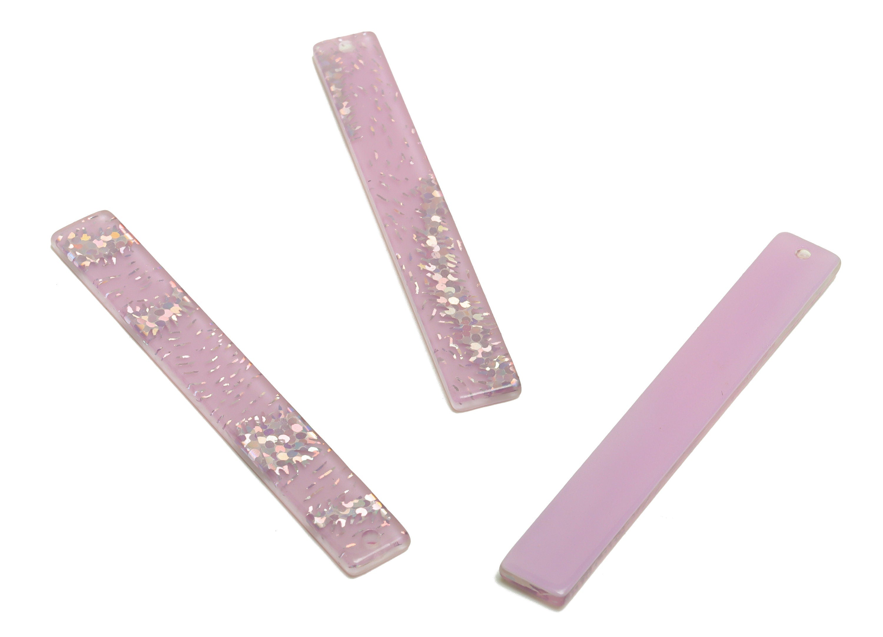 PVC Stick Charms - Bar Earrings and Pendant - Purple Sequins Charm - Jewelry Supplies - Color Code: A1006 - 59x7.8x2.56mm - AC2622-A1006 - DOMEDBAZAAR