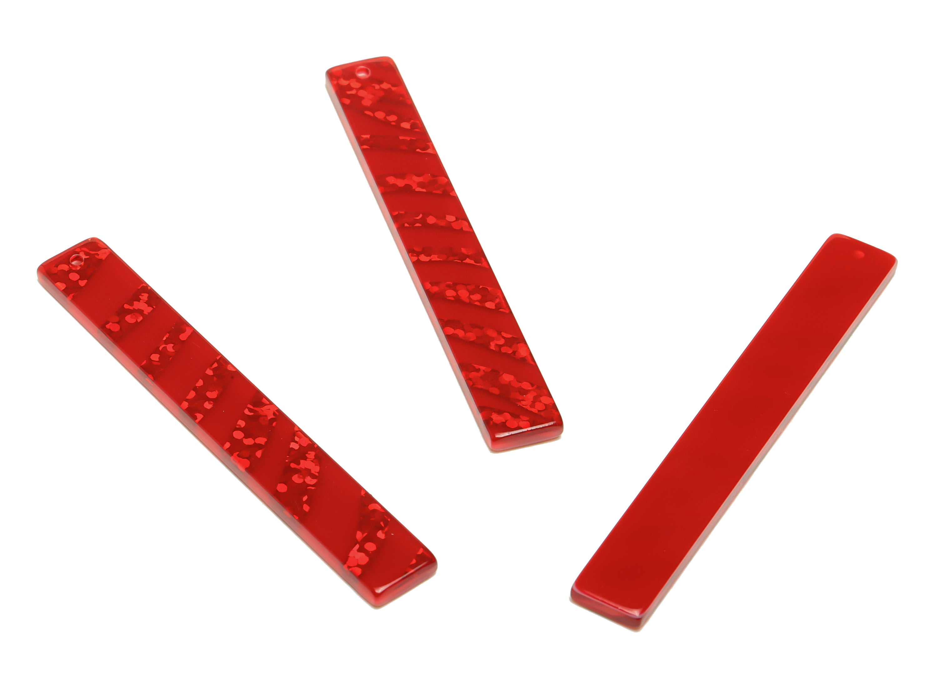 Acrylic Stick Charms - Bar Earrings and Pendant - Red Sequins Earring Charm - Jewelry Supplies - Color Code: A930 - 59x7.8x2.5mm - AC2622 - DOMEDBAZAAR