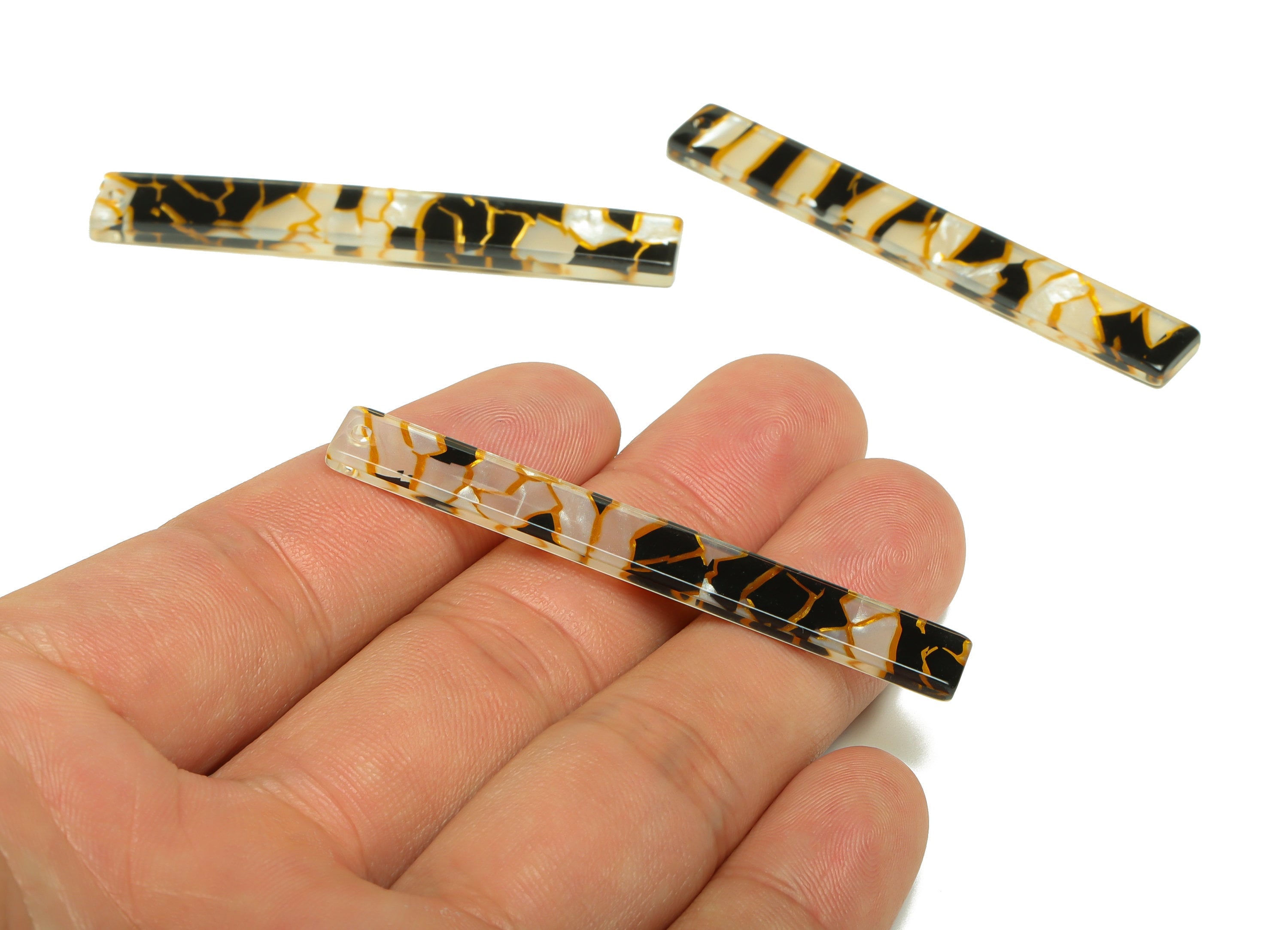 Acrylic Stick Charms - Bar Earrings and Pendant - Zebra Print Earring Charm - Jewelry Supplies - Color Code: A403 - 59x7.8x2.5mm - AC2622 - DOMEDBAZAAR