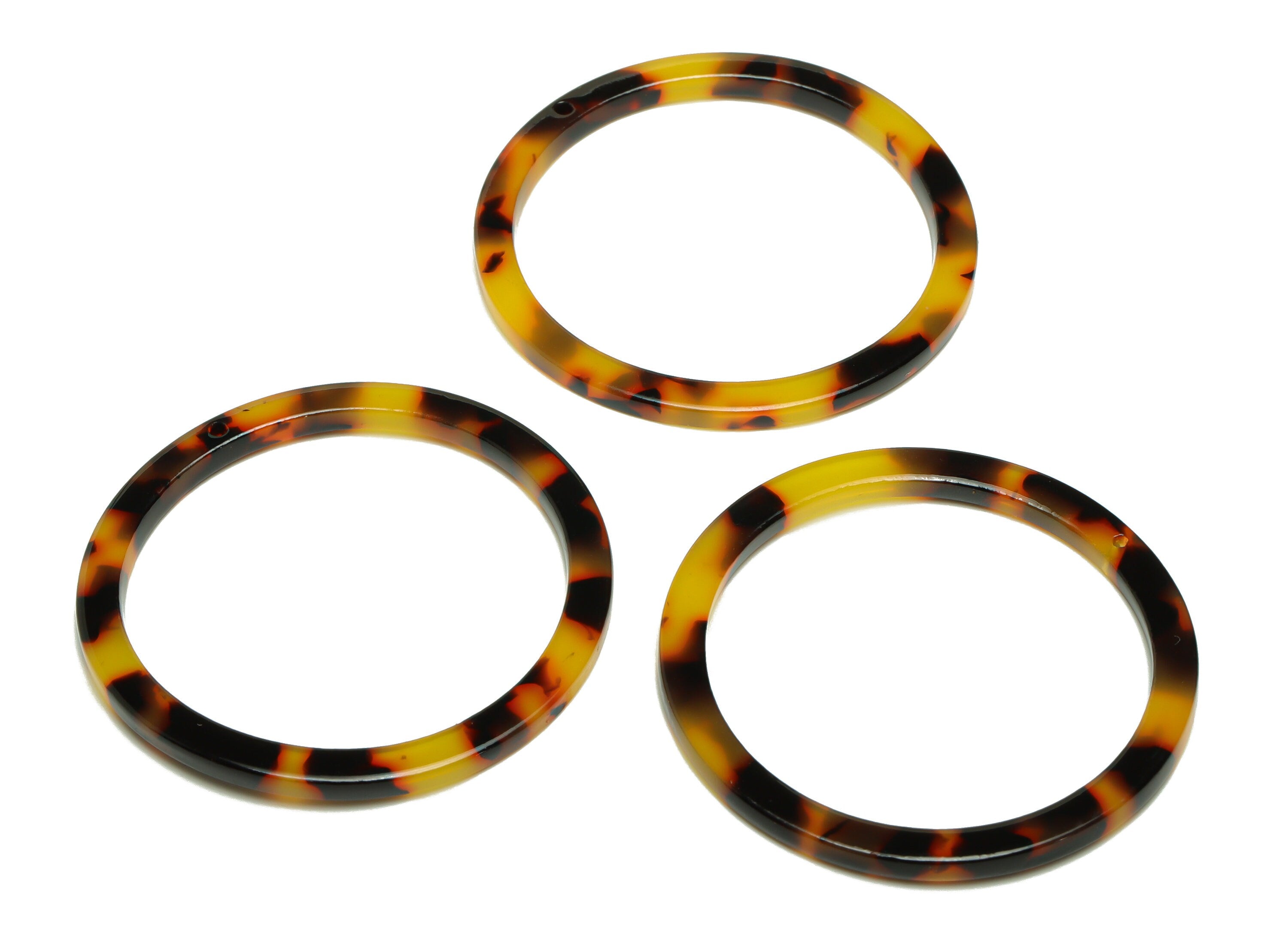 Acetate Hoop Earrings Charms - Circle Pendant - Tortoise Shell Earring Findings - Jewelry Supplies - Color Code:A496 - 44x44x2.6mm -AC2620 - DOMEDBAZAAR