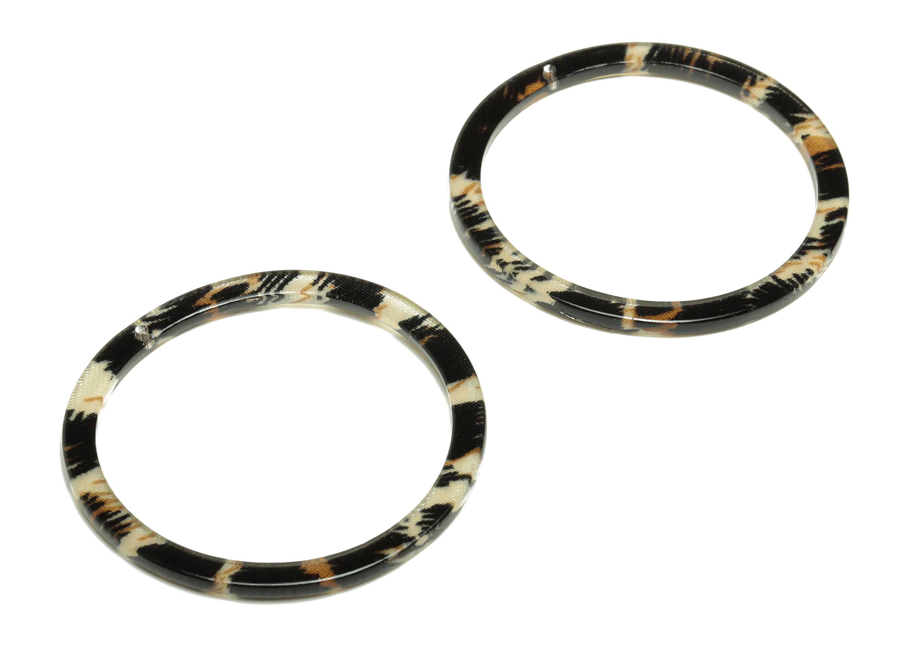 Acrylic Hoop Earrings Charms - Circle Pendant - Leopard Print Earring Findings - Jewelry Supplies - Color Code:A266 - 44x44.3x2mm -AC2620 - DOMEDBAZAAR