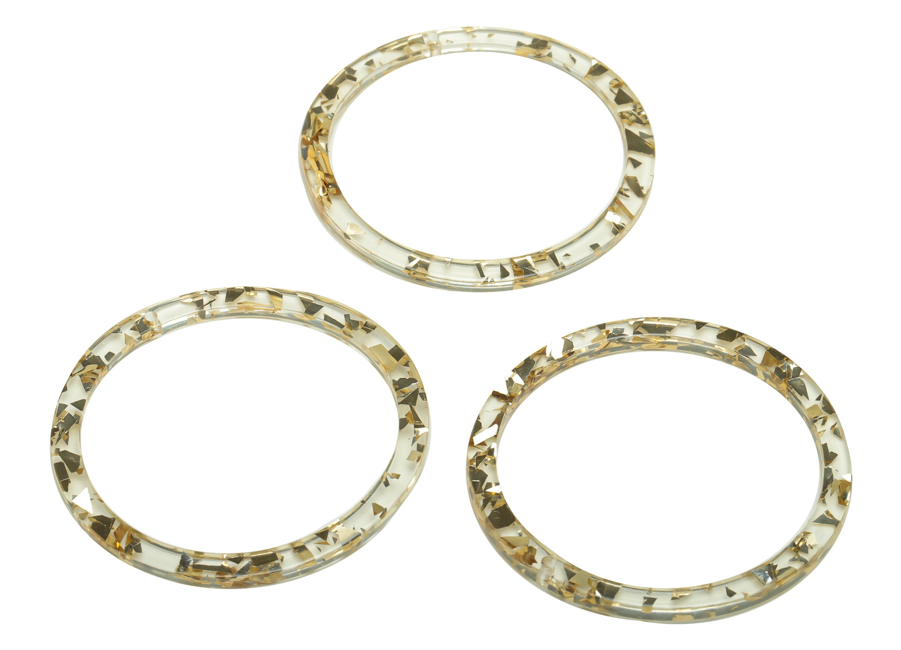 Acrylic Hoop Earrings Charms - Circle Pendant - Transparent Confetti Charm - Jewelry Supplies - Color Code:A952 - 44x44.3x2mm -AC2620 - DOMEDBAZAAR