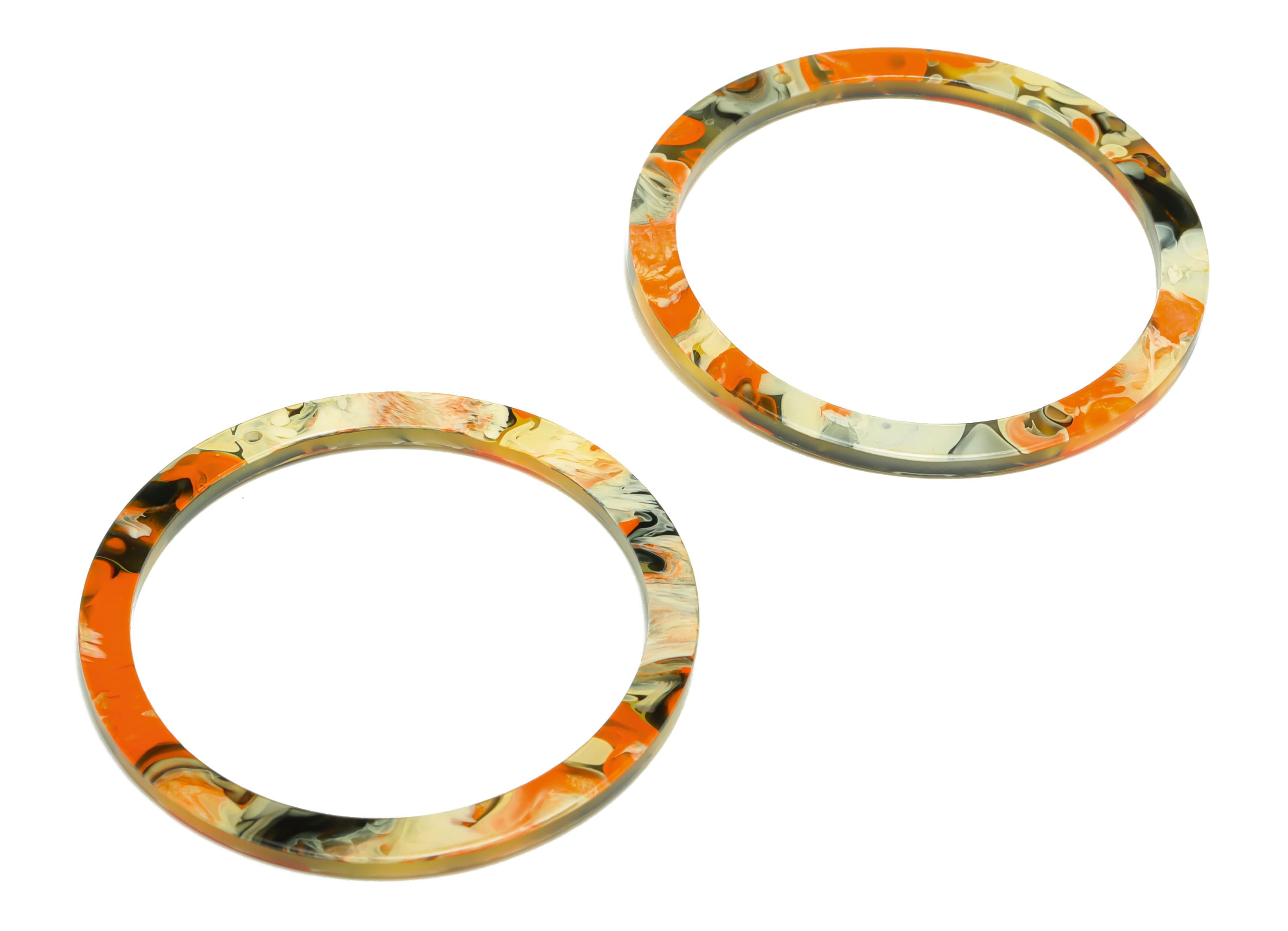 Acrylic Hoop Earrings Charms - Circle Pendant - Rainbow Earring Findings - Jewelry Supplies - Color Code:A985 - 44x44.3x2mm -AC2620-A985 - DOMEDBAZAAR