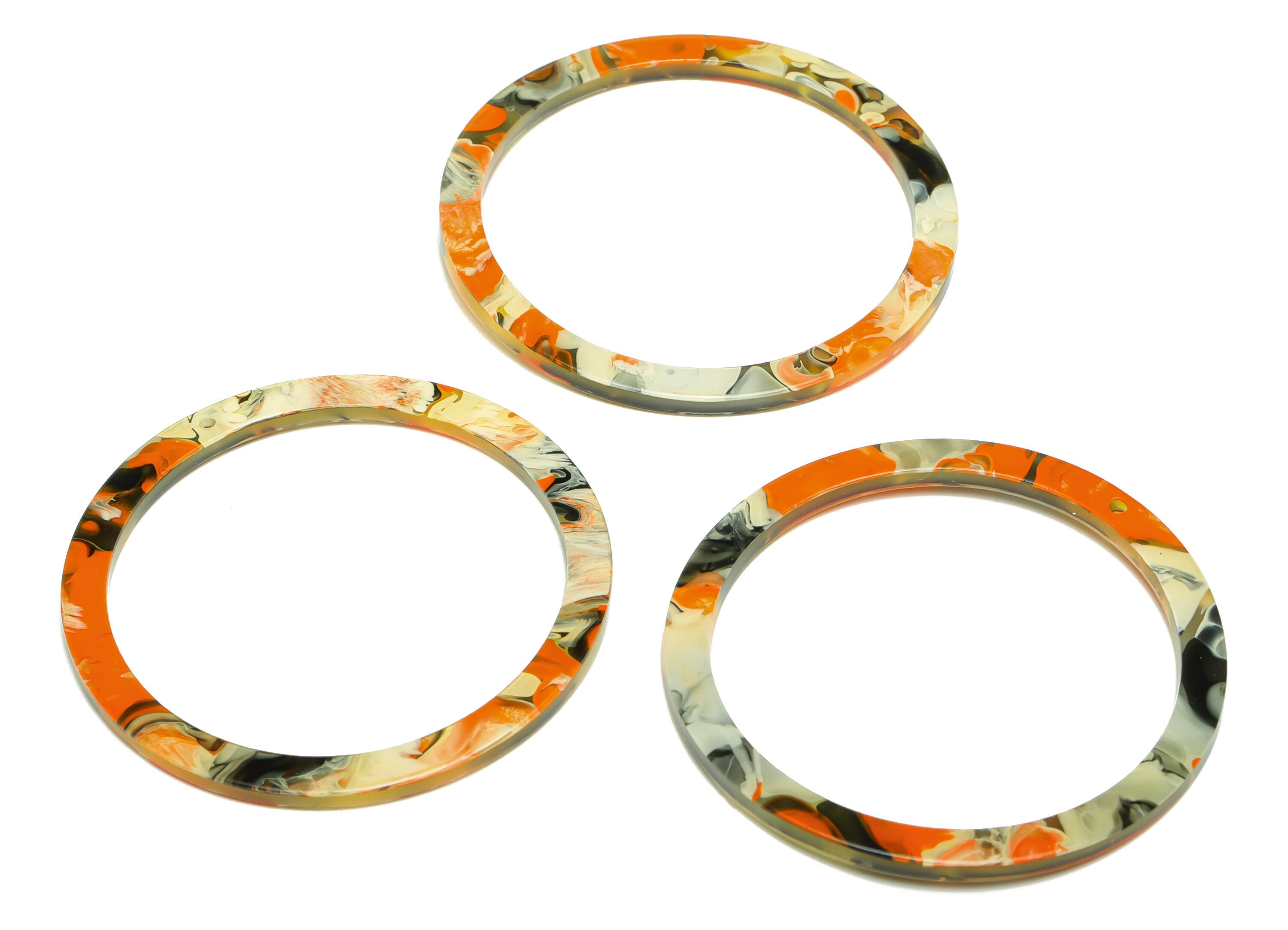 Acrylic Hoop Earrings Charms - Circle Pendant - Rainbow Earring Findings - Jewelry Supplies - Color Code:A985 - 44x44.3x2mm -AC2620-A985 - DOMEDBAZAAR