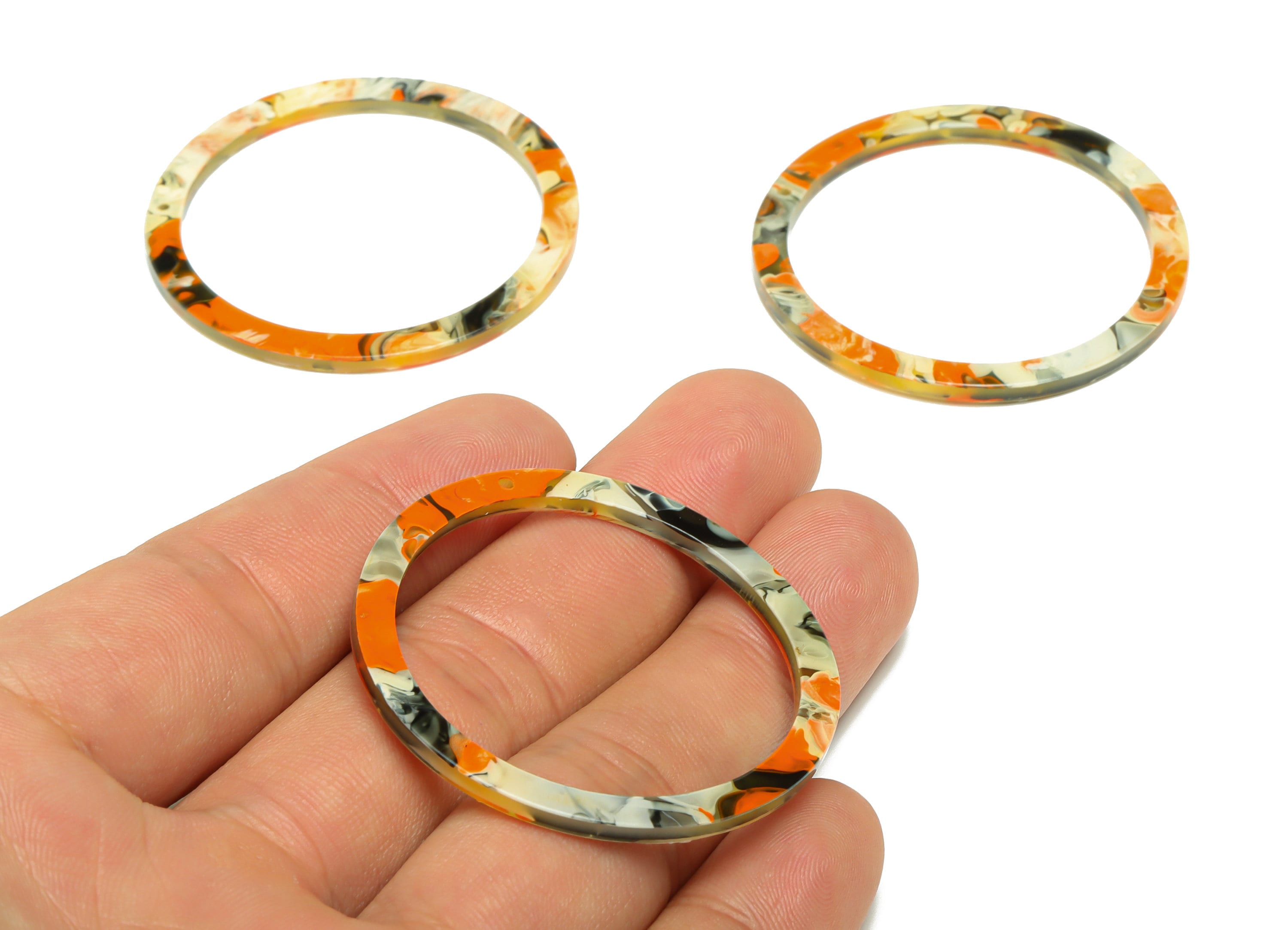 Acrylic Hoop Earrings Charms - Circle Pendant - Rainbow Earring Findings - Jewelry Supplies - Color Code:A985 - 44x44.3x2mm -AC2620-A985 - DOMEDBAZAAR