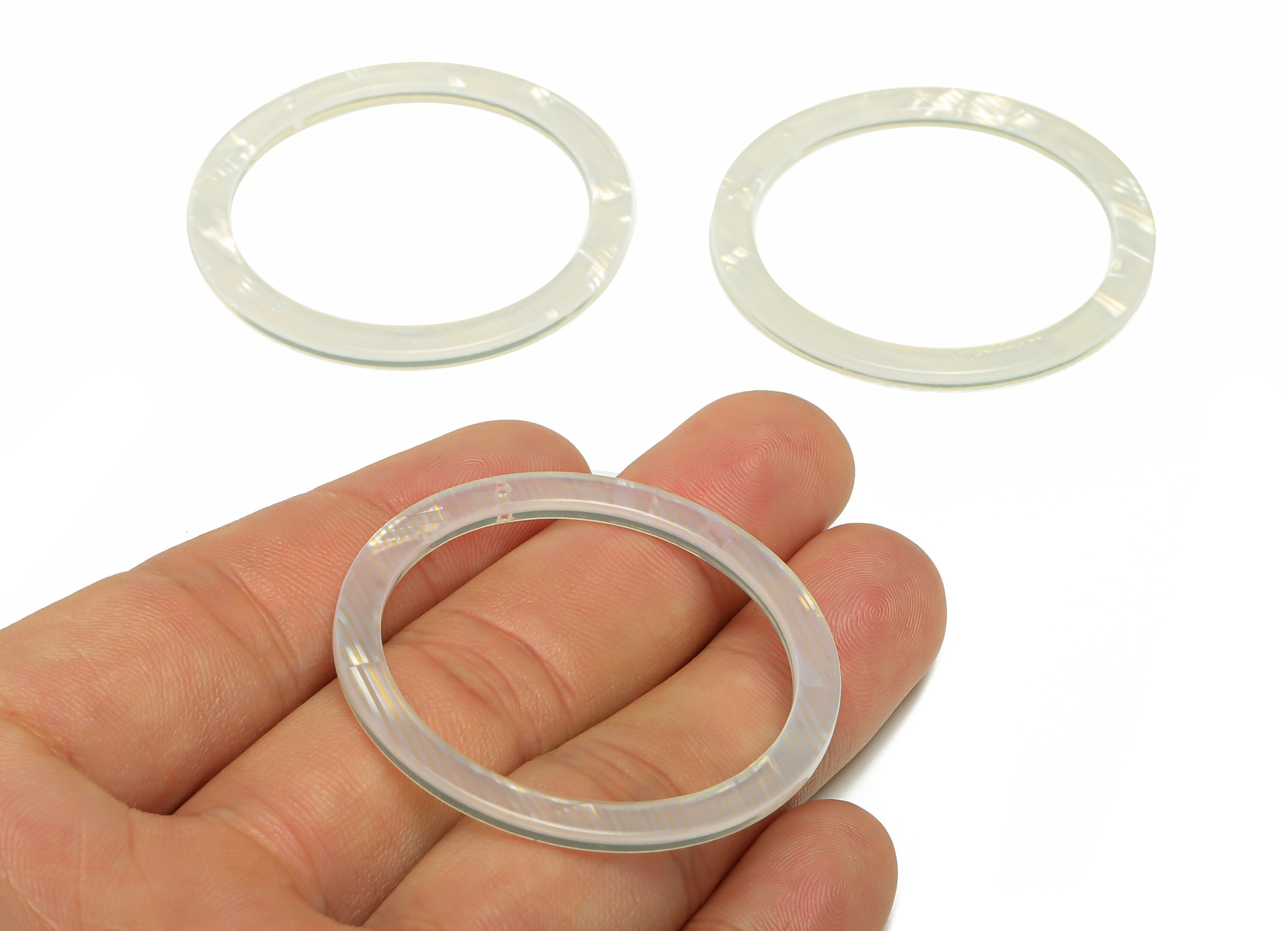 PVC Hoop Earrings Charms - Circle Pendant - White Earring Findings - Jewelry Supplies - Color Code:A514 - 44x44x2mm-AC2620-A514 - DOMEDBAZAAR