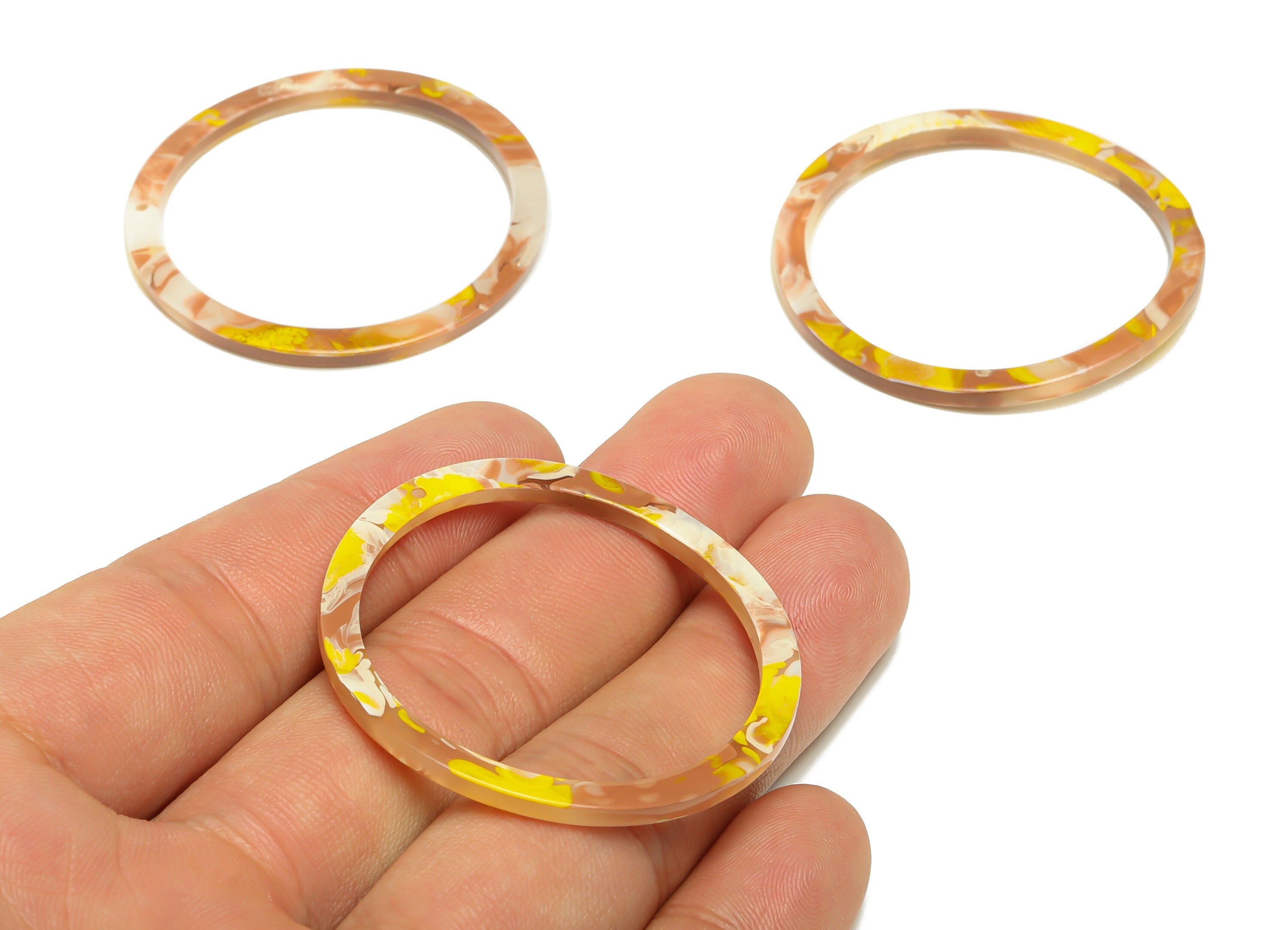 Acrylic Hoop Earrings Charms - Circle Pendant - Rainbow Earring Findings - Jewelry Supplies - Color Code:A583 - 44x44.3x2mm -AC2620-A583 - DOMEDBAZAAR