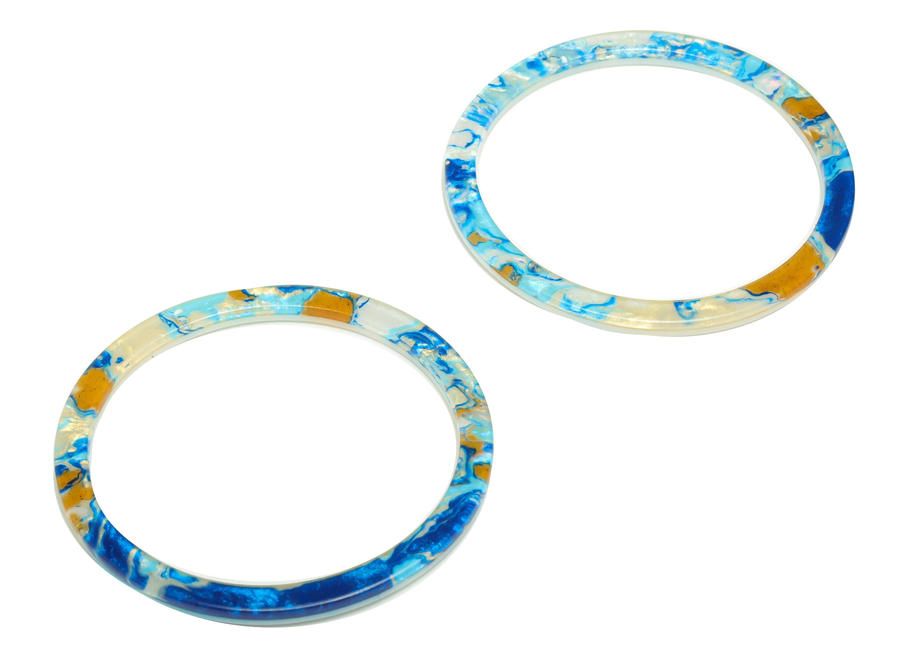 Acrylic Hoop Earrings Charms - Circle Pendant - Ocean Earring Findings - Jewelry Supplies - Color Code:A387 - 44x44.3x2mm -AC2620-A387 - DOMEDBAZAAR
