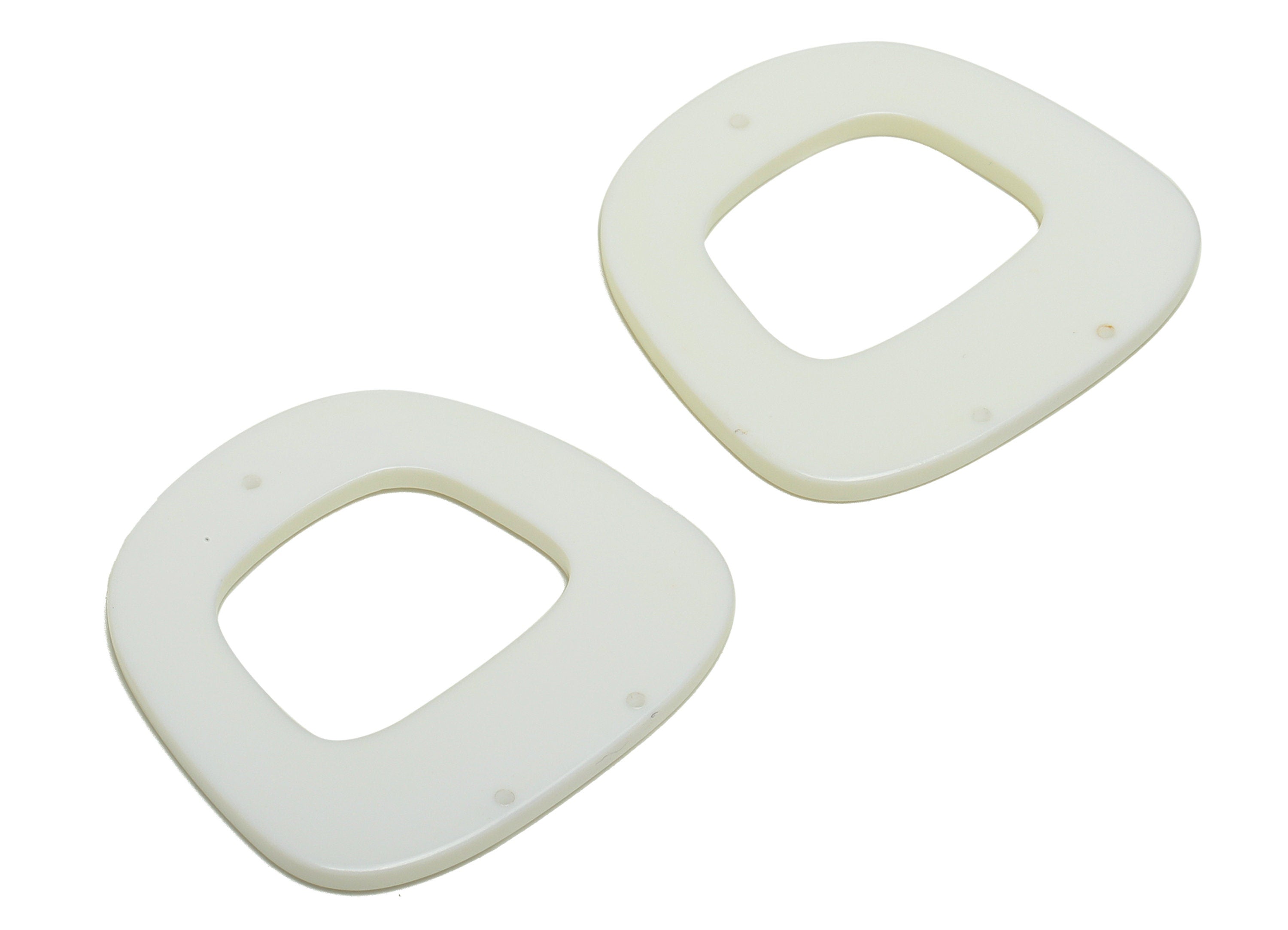 Acetate Trapezoid Charm - White Rounded Trapezoid Pendant And Earring Charm - Trapezoid Connector - Code: A921 - 32x30.51x1.95mm - AC2613 - DOMEDBAZAAR