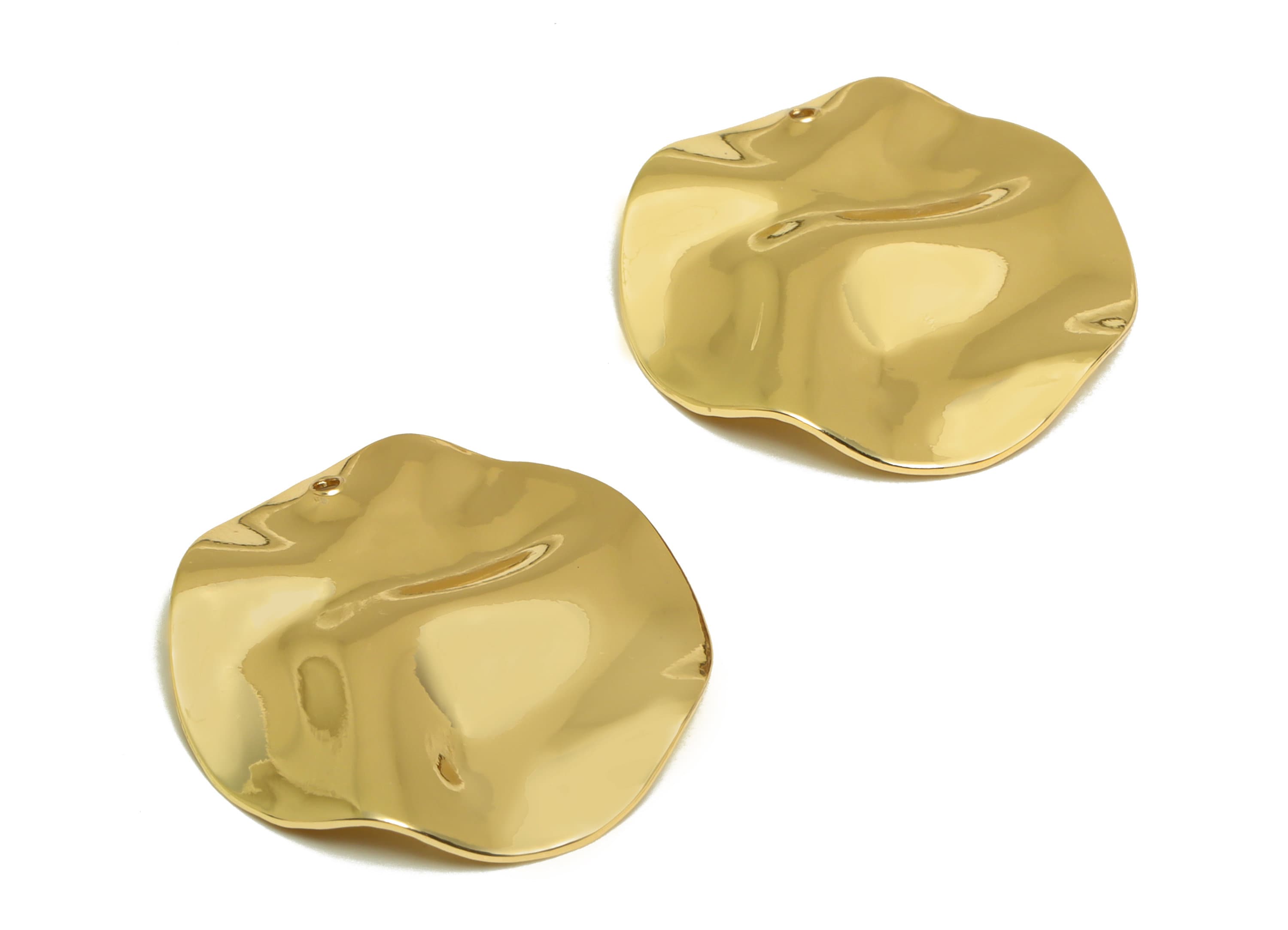 Brass Wavy Earring Charm - Round Earring Charm - Brass Geometry Pendant -18K Real Gold Plated - 25.15x25.24x0.8mm - RGP6722 - DOMEDBAZAAR