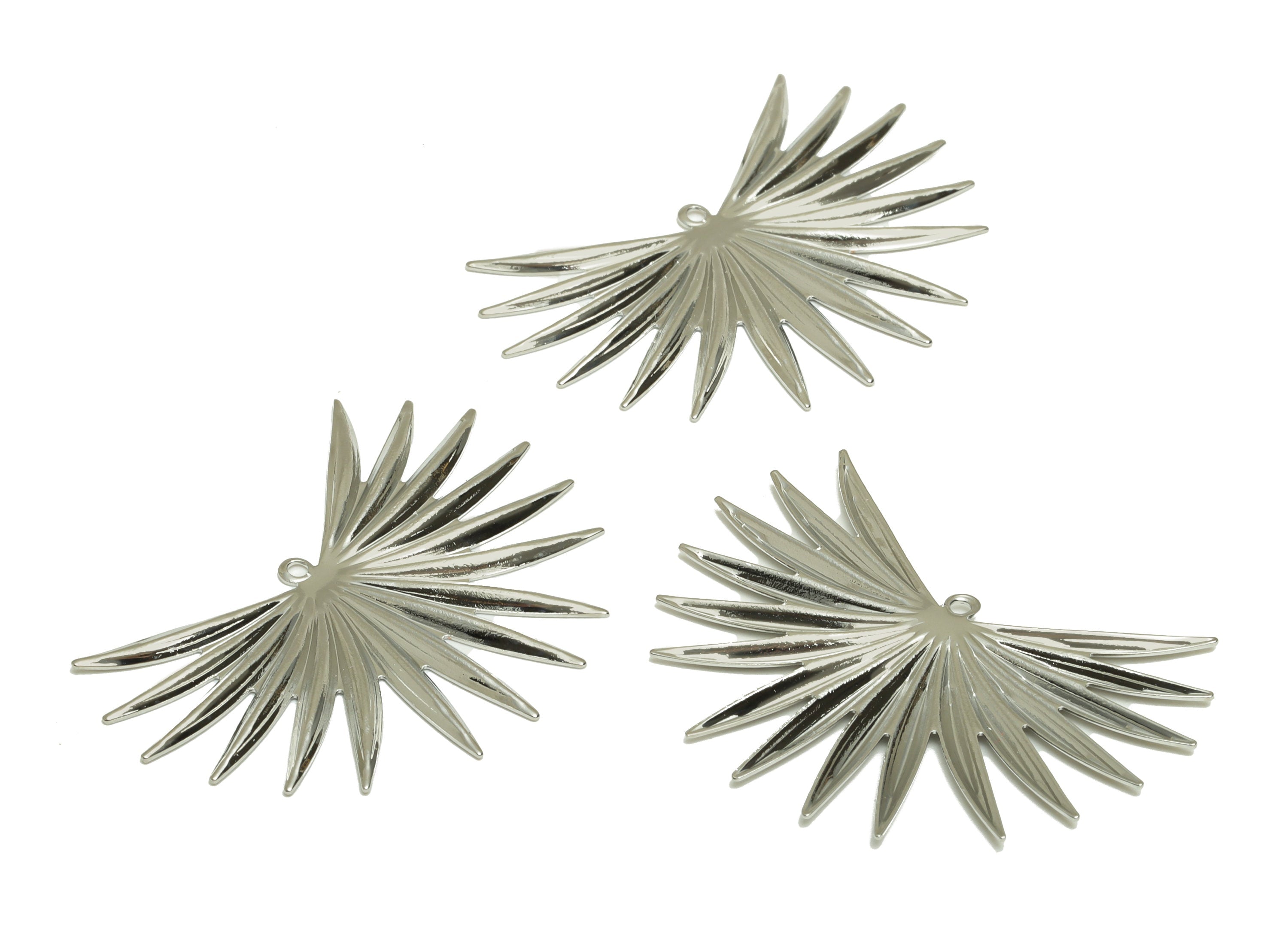 Brass Wing Earring Charms - Raw Brass Fringe Pendant - Fringe Charm With Loop - For Necklace - Silver Tone Plated- 42.8x28x1mm - PP8191S - DOMEDBAZAAR