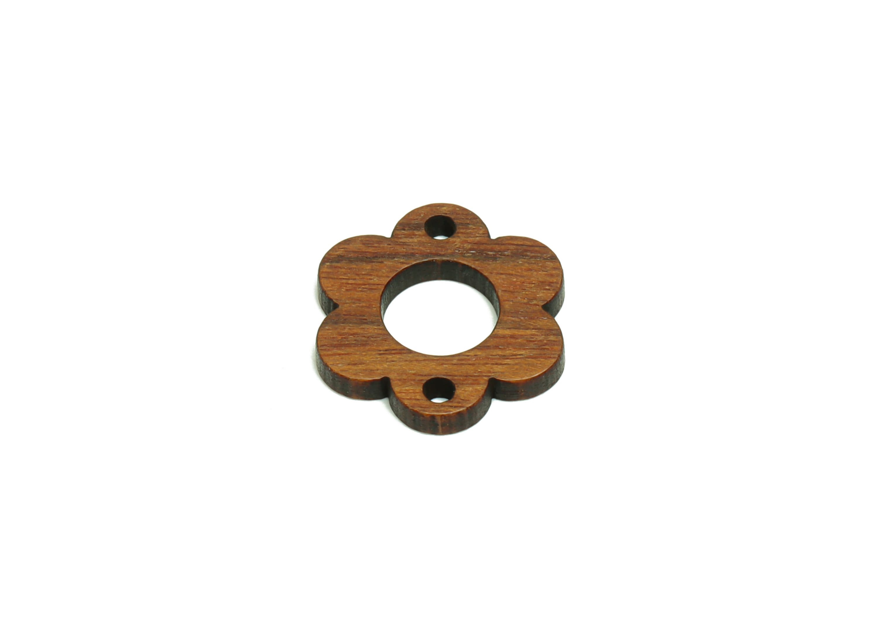 Mahogany Wood Flower Connector - Coffee Color Flower Earring - Wood Flower Connector - For Necklace - 17.59x16.21x2.3mm - BB1303 - DOMEDBAZAAR