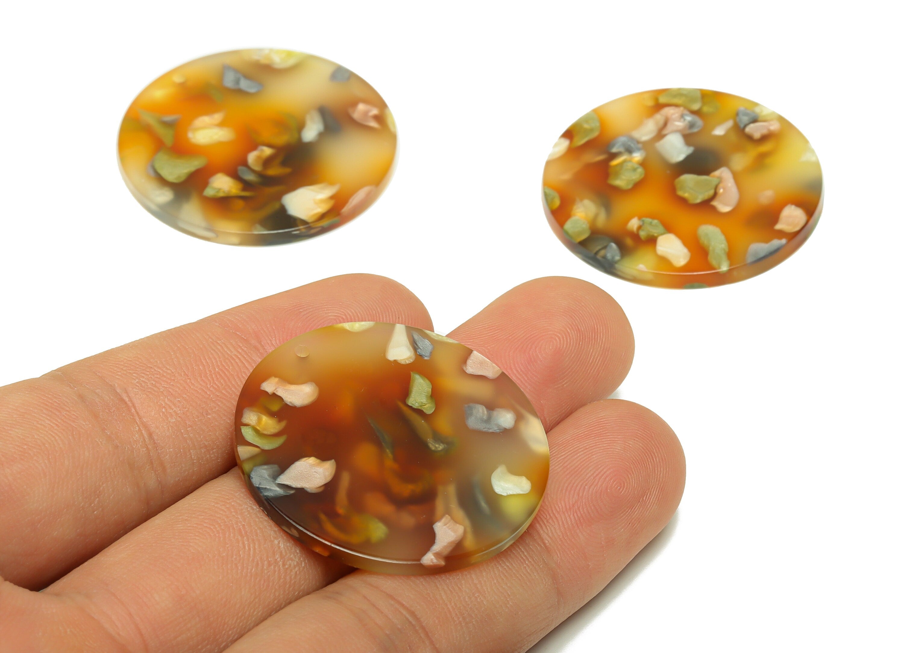 Acrylic Round Charms - Circle Earrings and Pendant - Geometry Earring Findings - Jewelry Supplies - Color Code:A607 - 35x35x3mm -AC2621-A607 - DOMEDBAZAAR