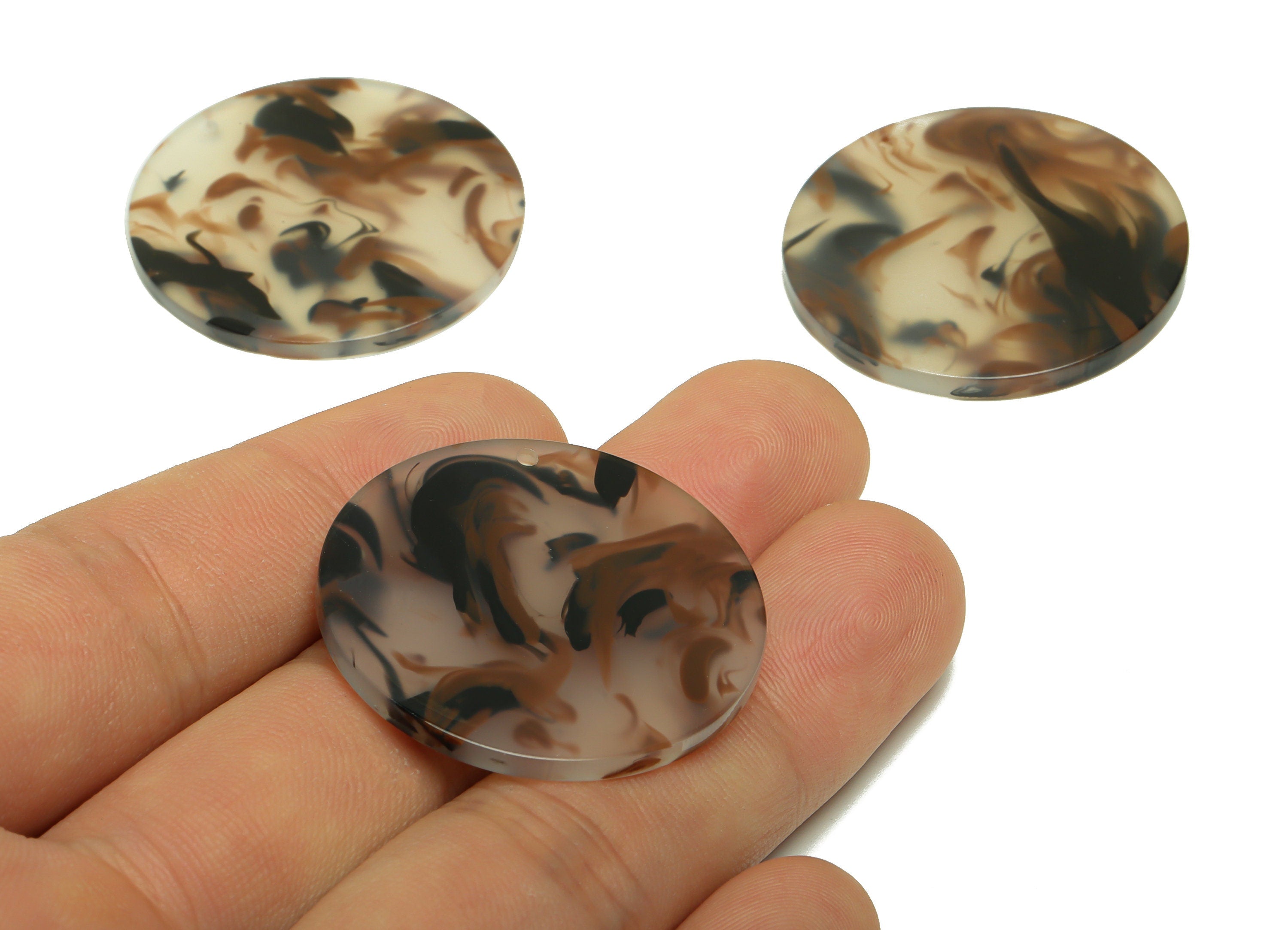 Acrylic Round Charms - Circle Earrings and Pendant - Geometry Earring Findings - Jewelry Supplies - Color Code:A975- 35x35x3mm -AC2621-A975 - DOMEDBAZAAR